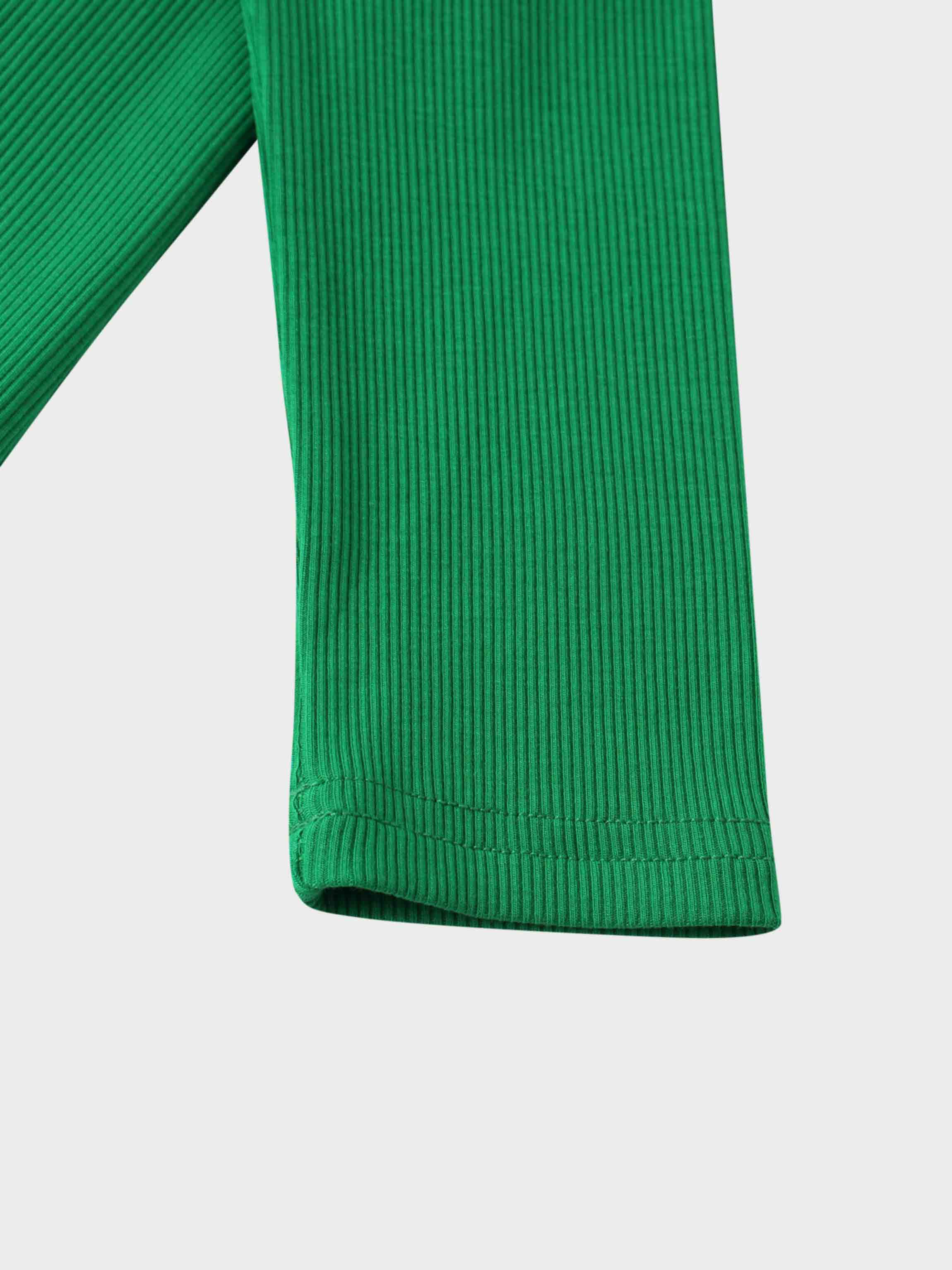 Soft Ribbed High V Tee-Kelly Green