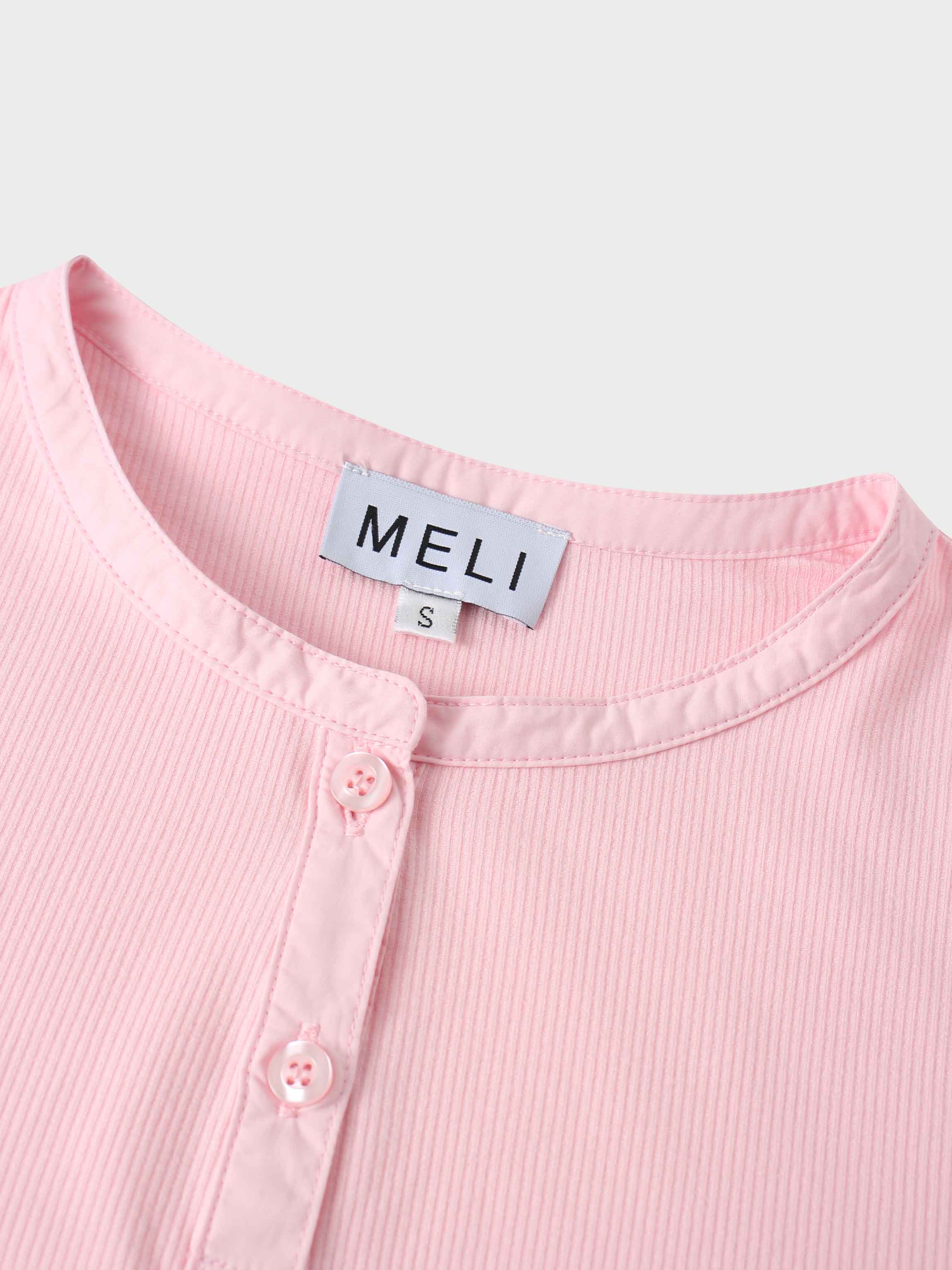 Puff Sleeve Ribbed T-Shirt-Pink