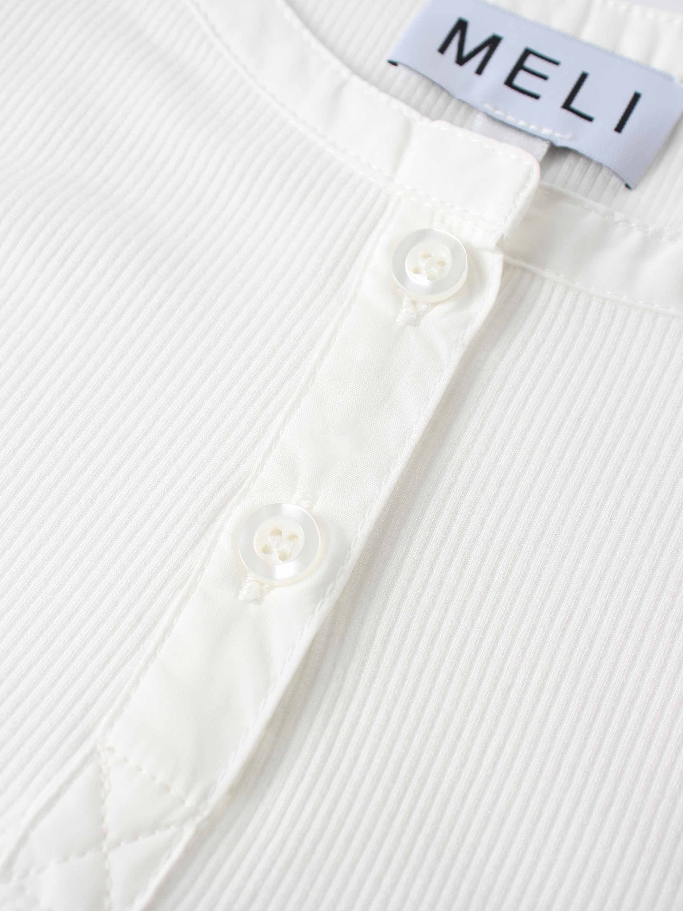 Puff Sleeve Ribbed T-Shirt-White