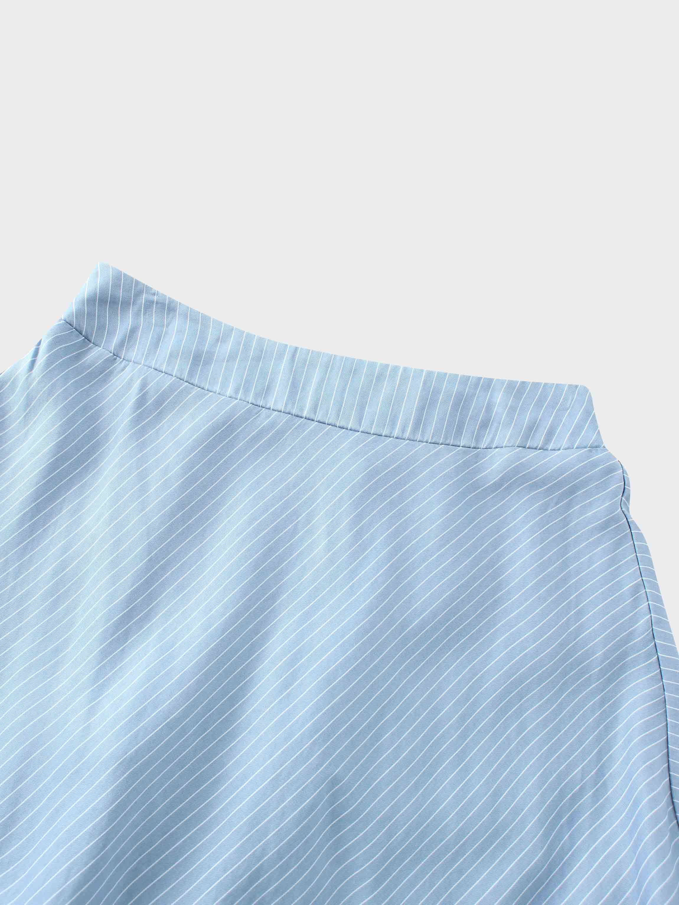 Pinstripe Circle Skirt-Light Blue/White