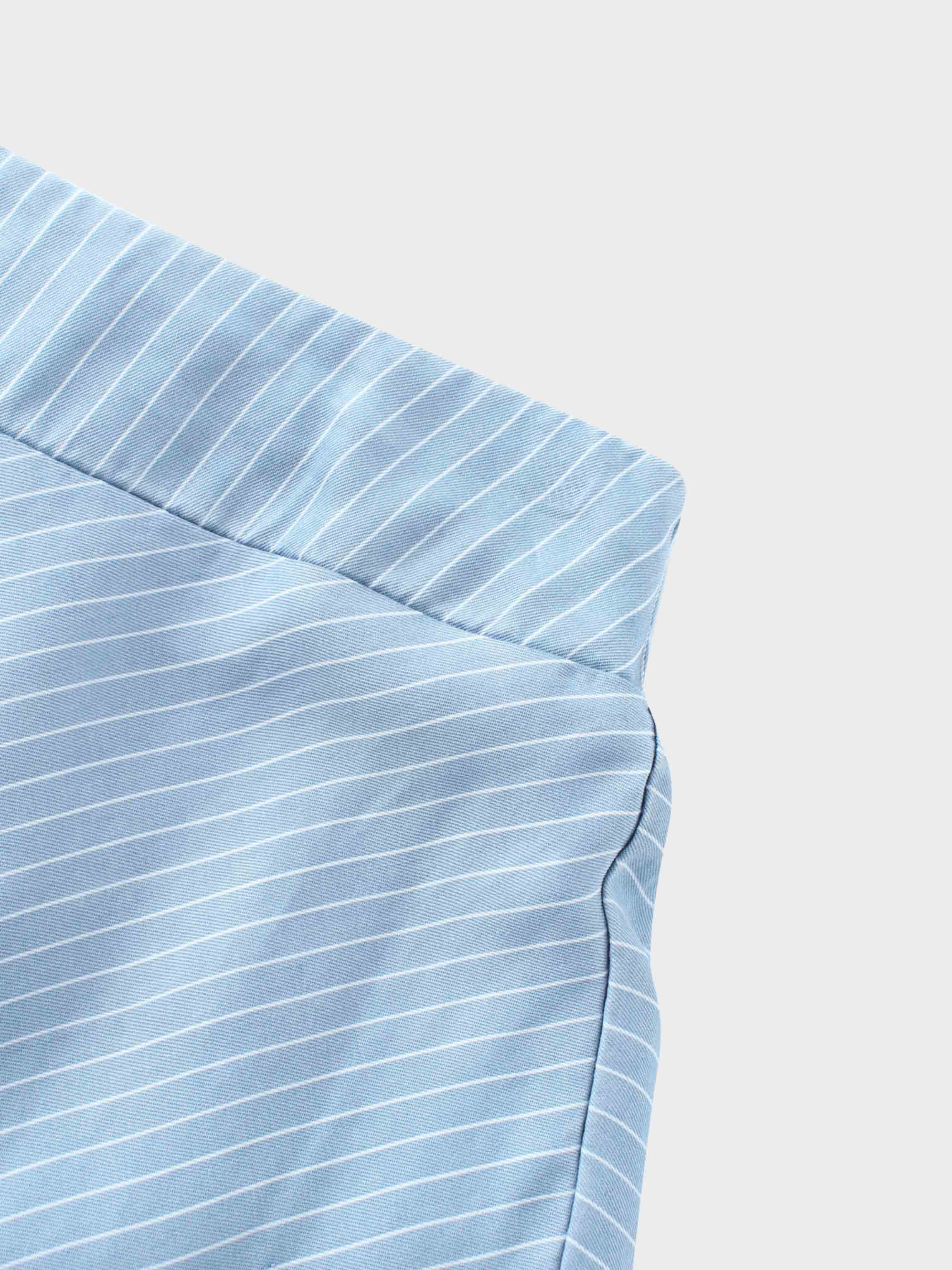 Pinstripe Circle Skirt-Light Blue/White