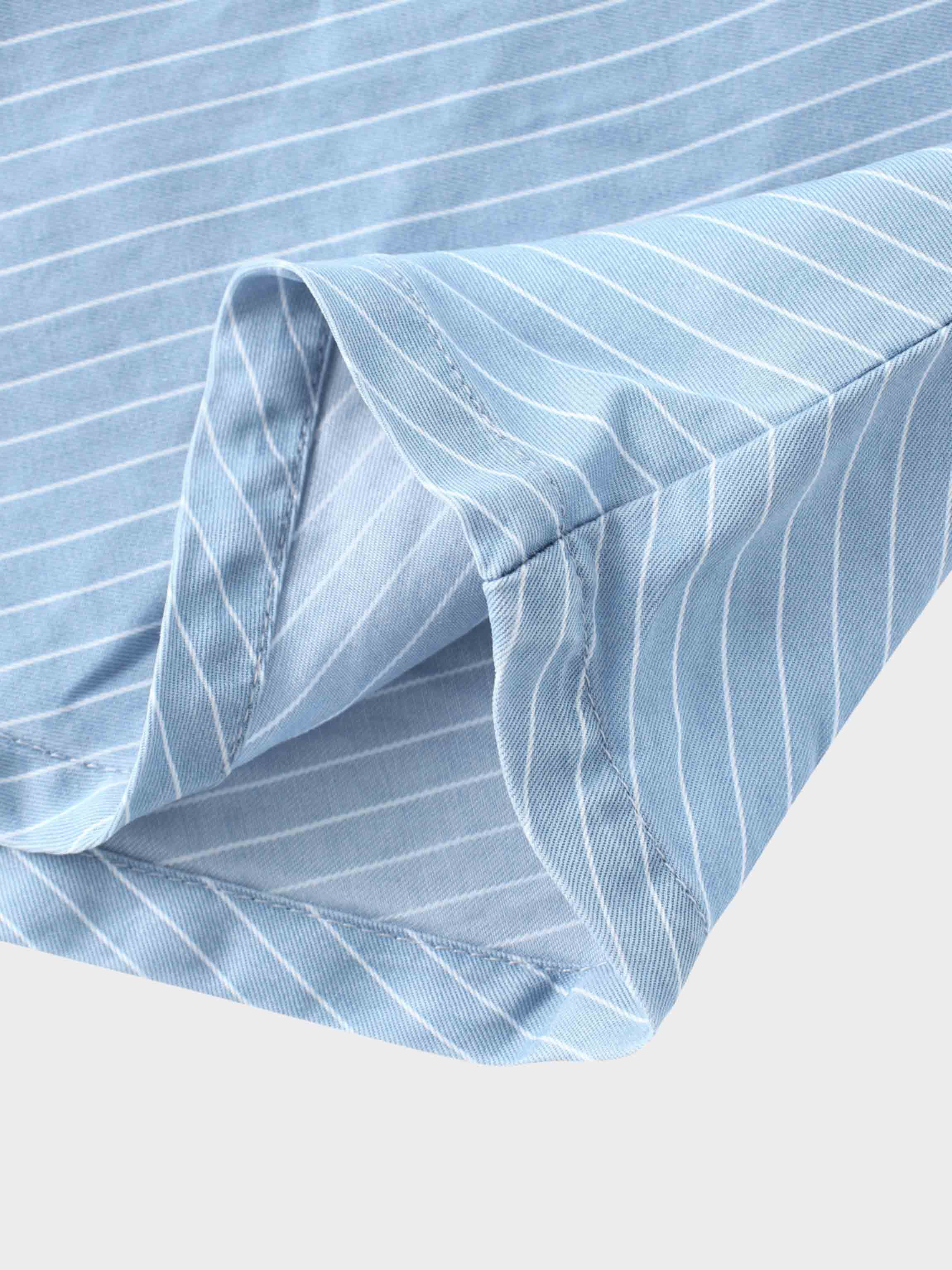 Pinstripe Circle Skirt-Light Blue/White