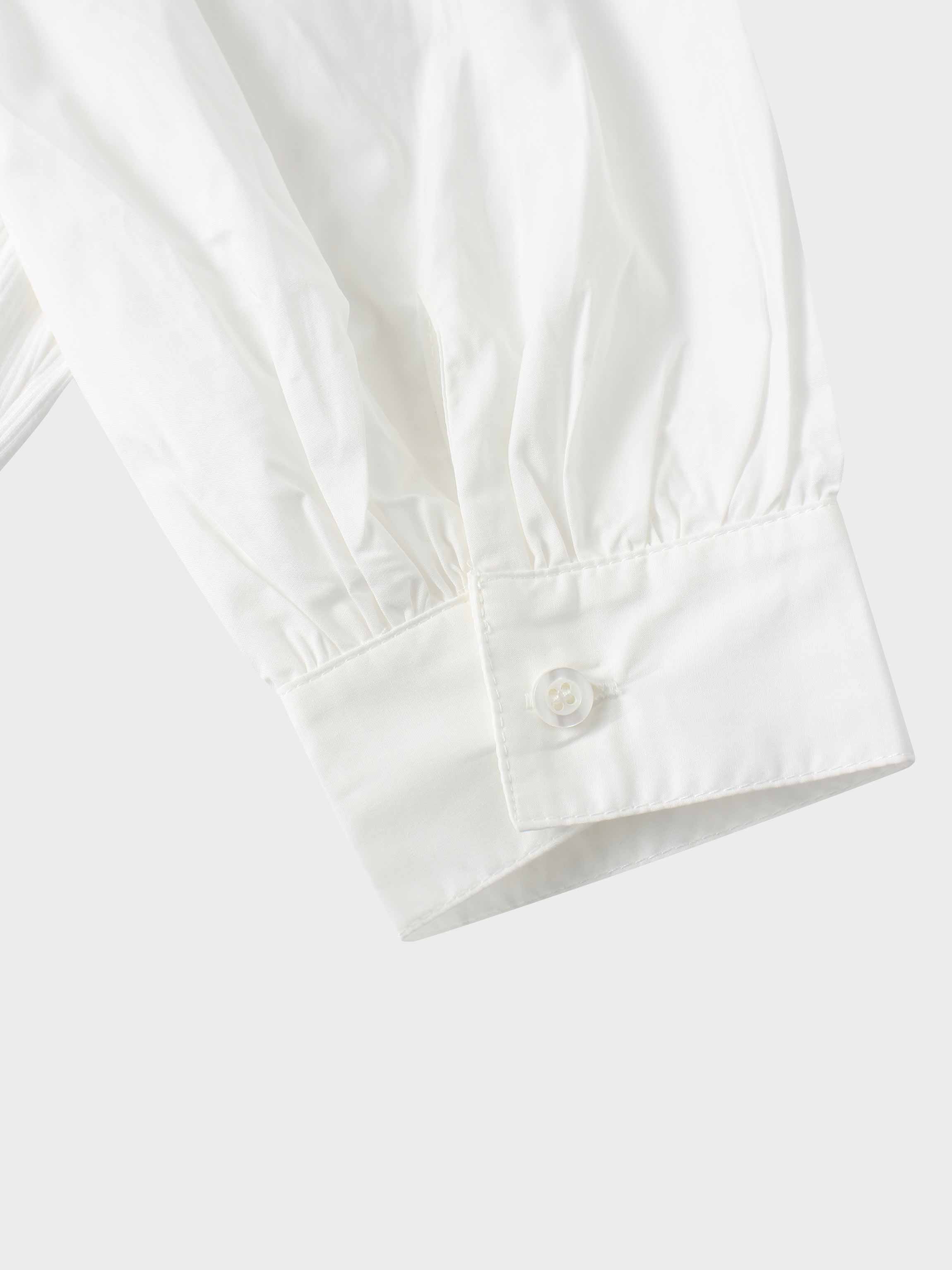 Puff Sleeve Ribbed T-Shirt-White
