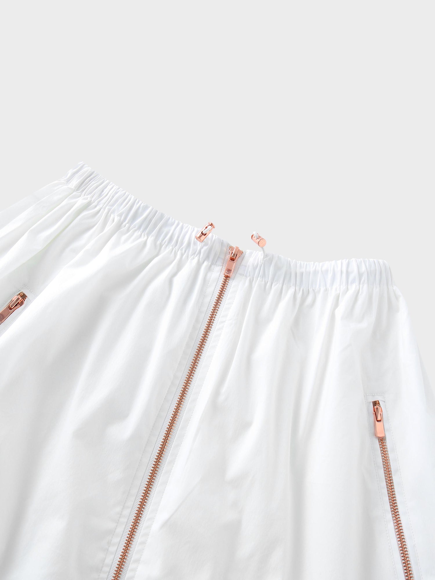 Front Zipper Cotton Circle Skirt-White