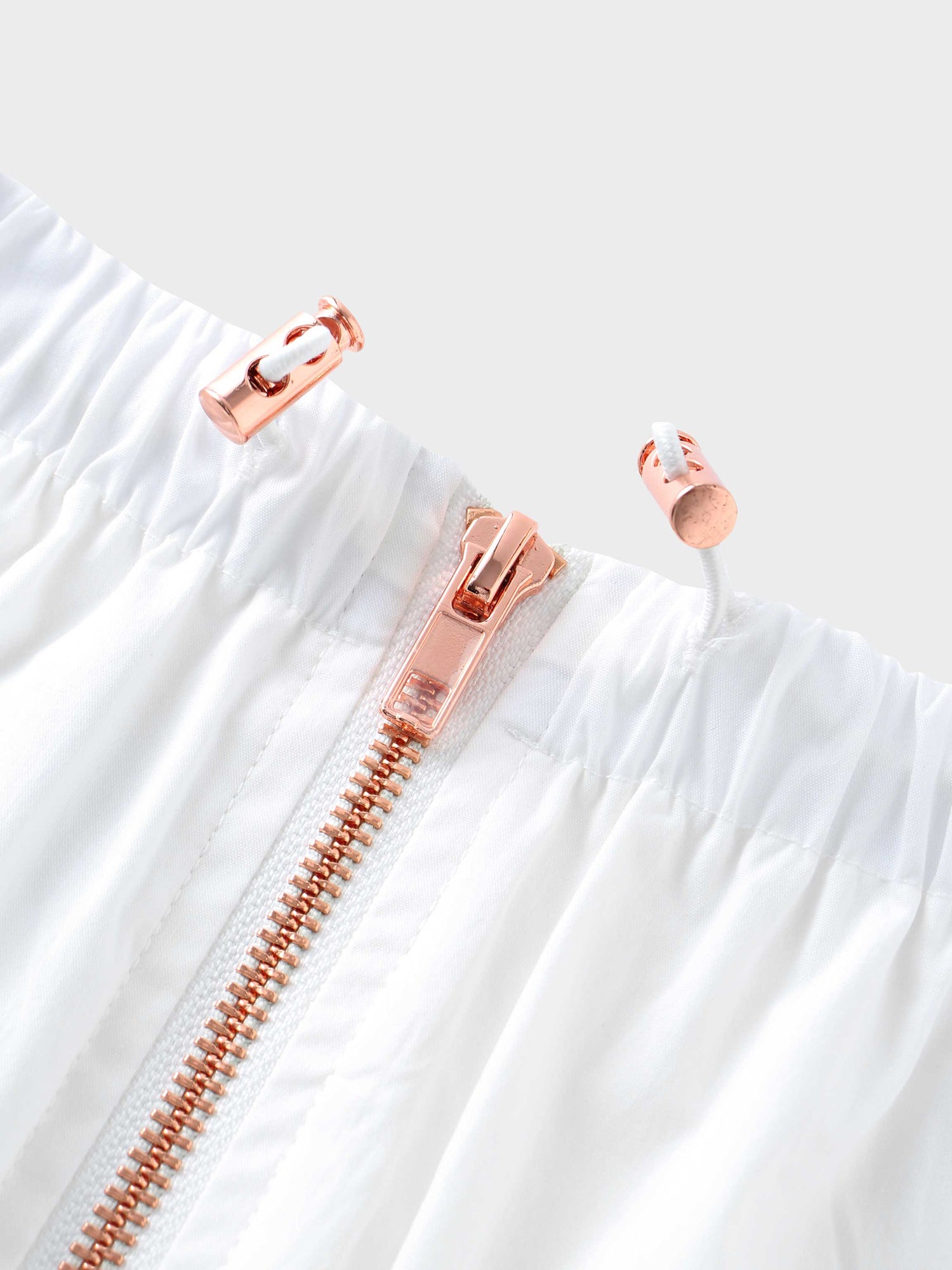 Front Zipper Cotton Circle Skirt-White