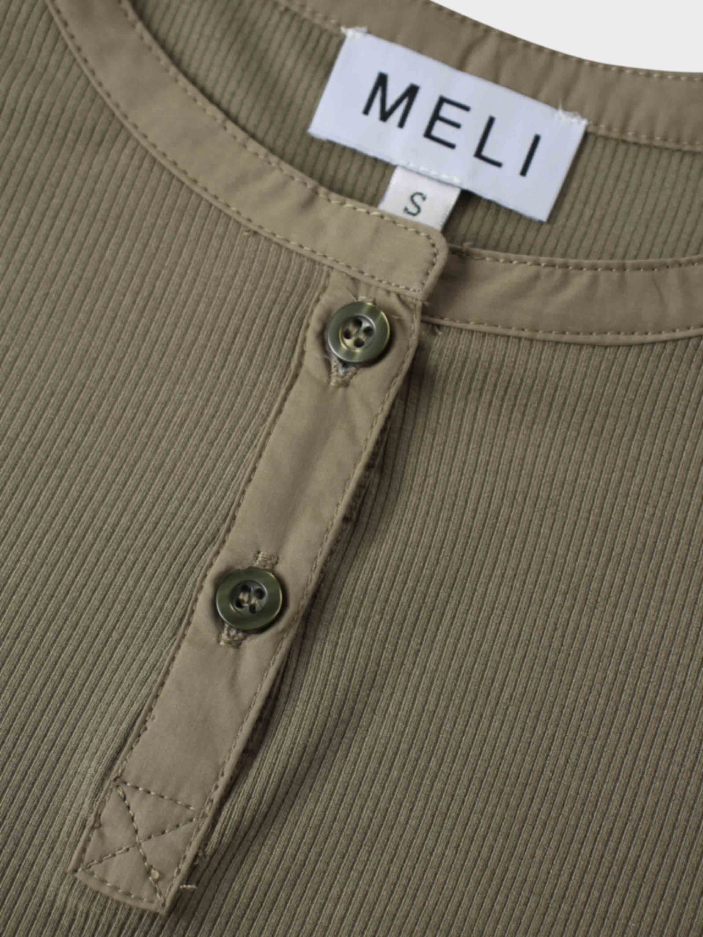 Puff Sleeve Ribbed T-Shirt-Olive