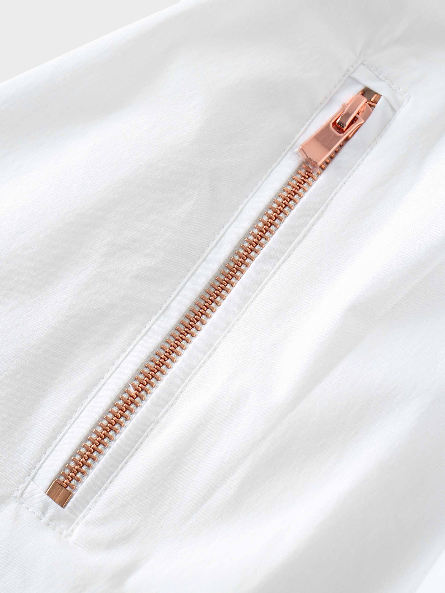 Front Zipper Cotton Circle Skirt-White