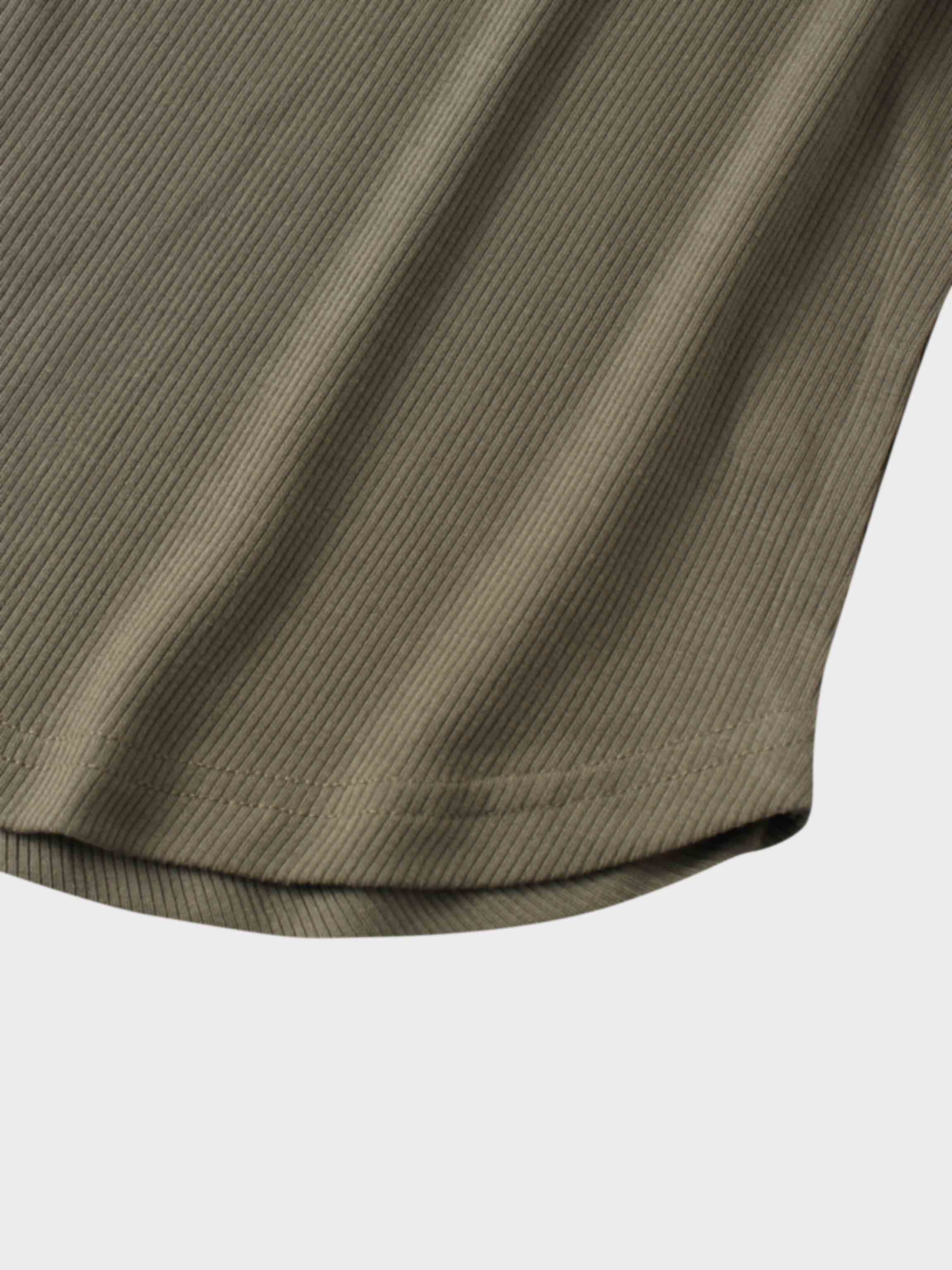 Puff Sleeve Ribbed T-Shirt-Olive