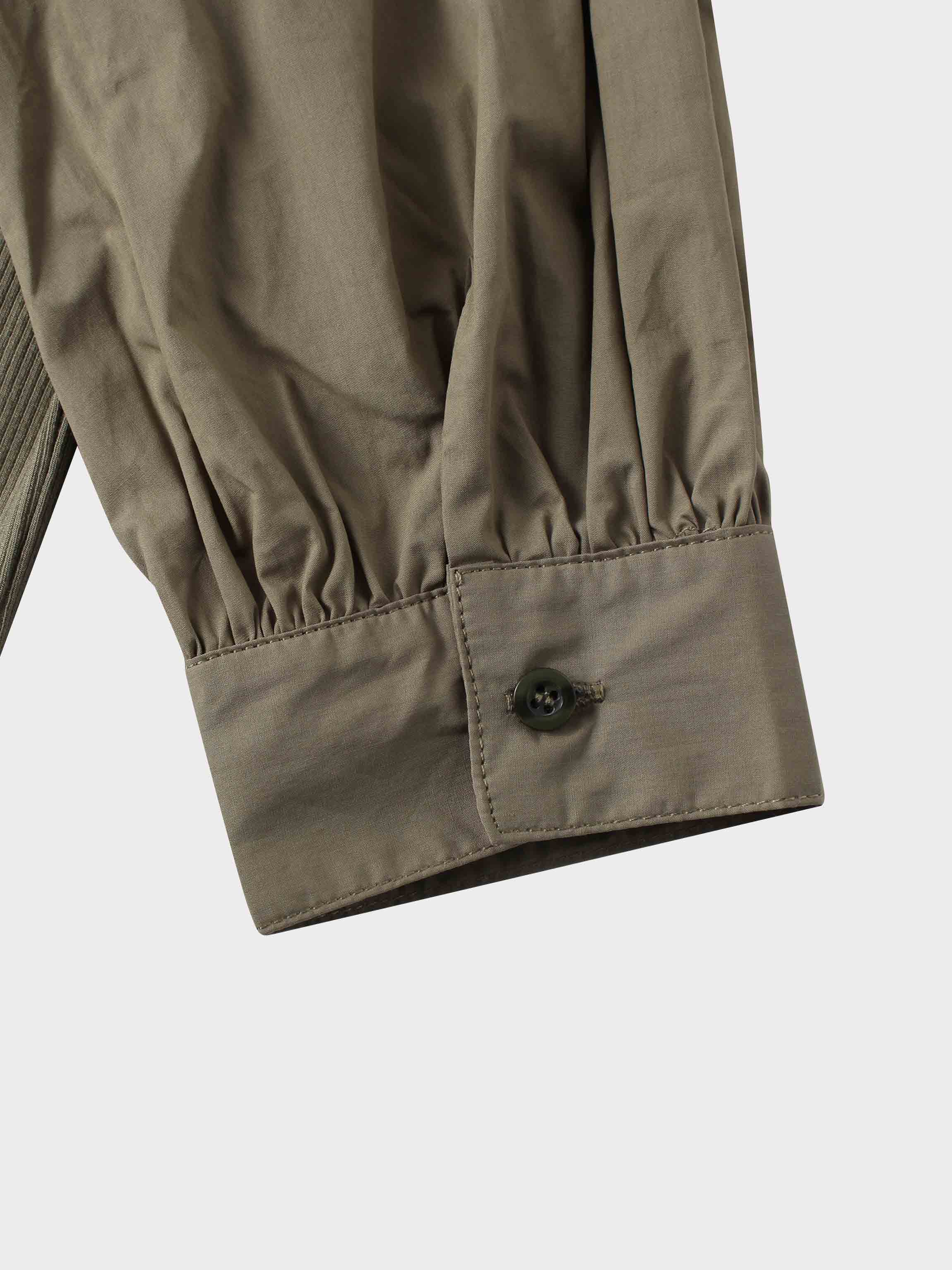 Puff Sleeve Ribbed T-Shirt-Olive