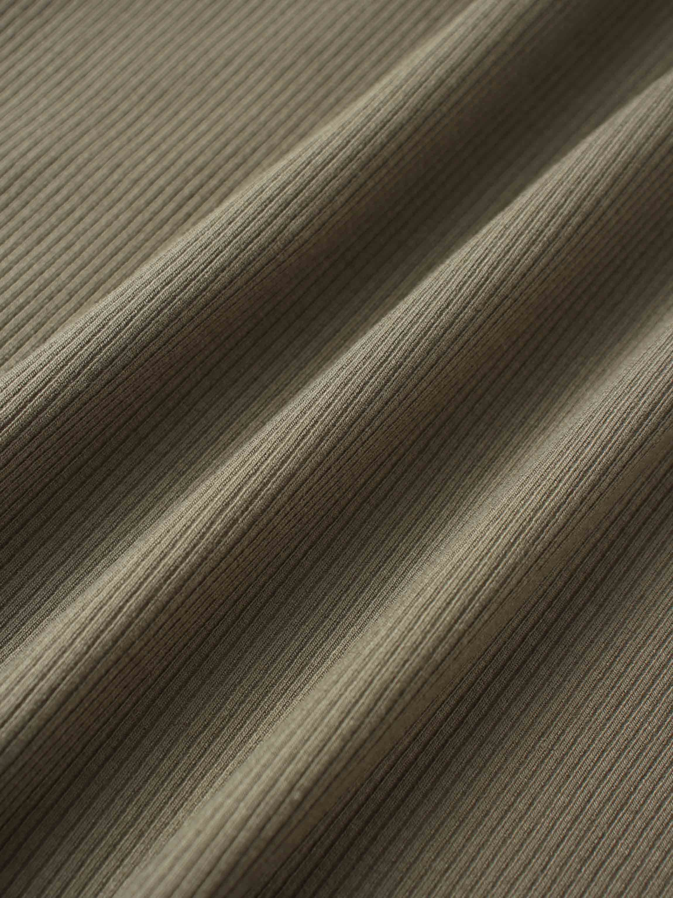 Puff Sleeve Ribbed T-Shirt-Olive