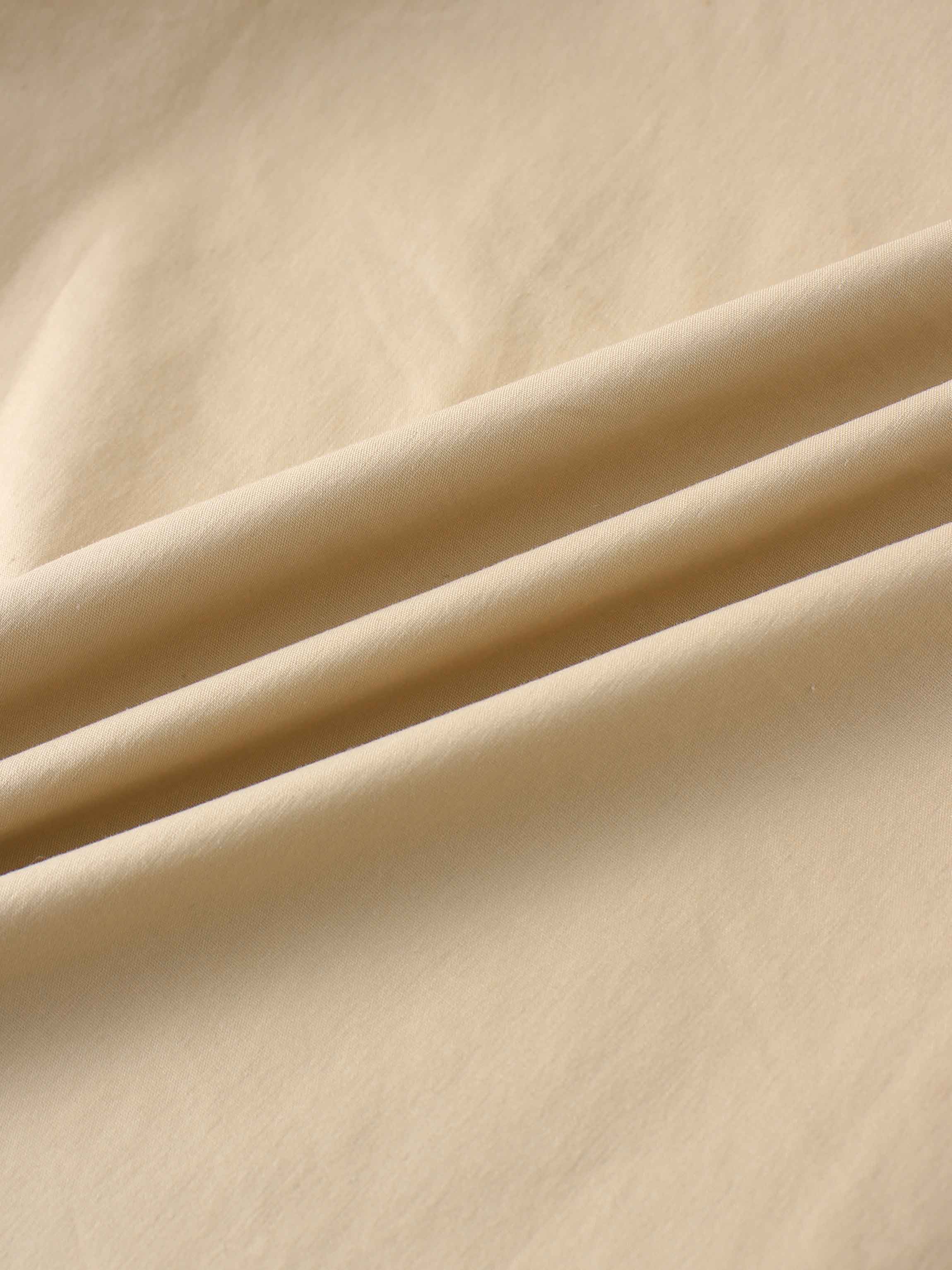 Front Zipper Cotton Circle Skirt-Tan