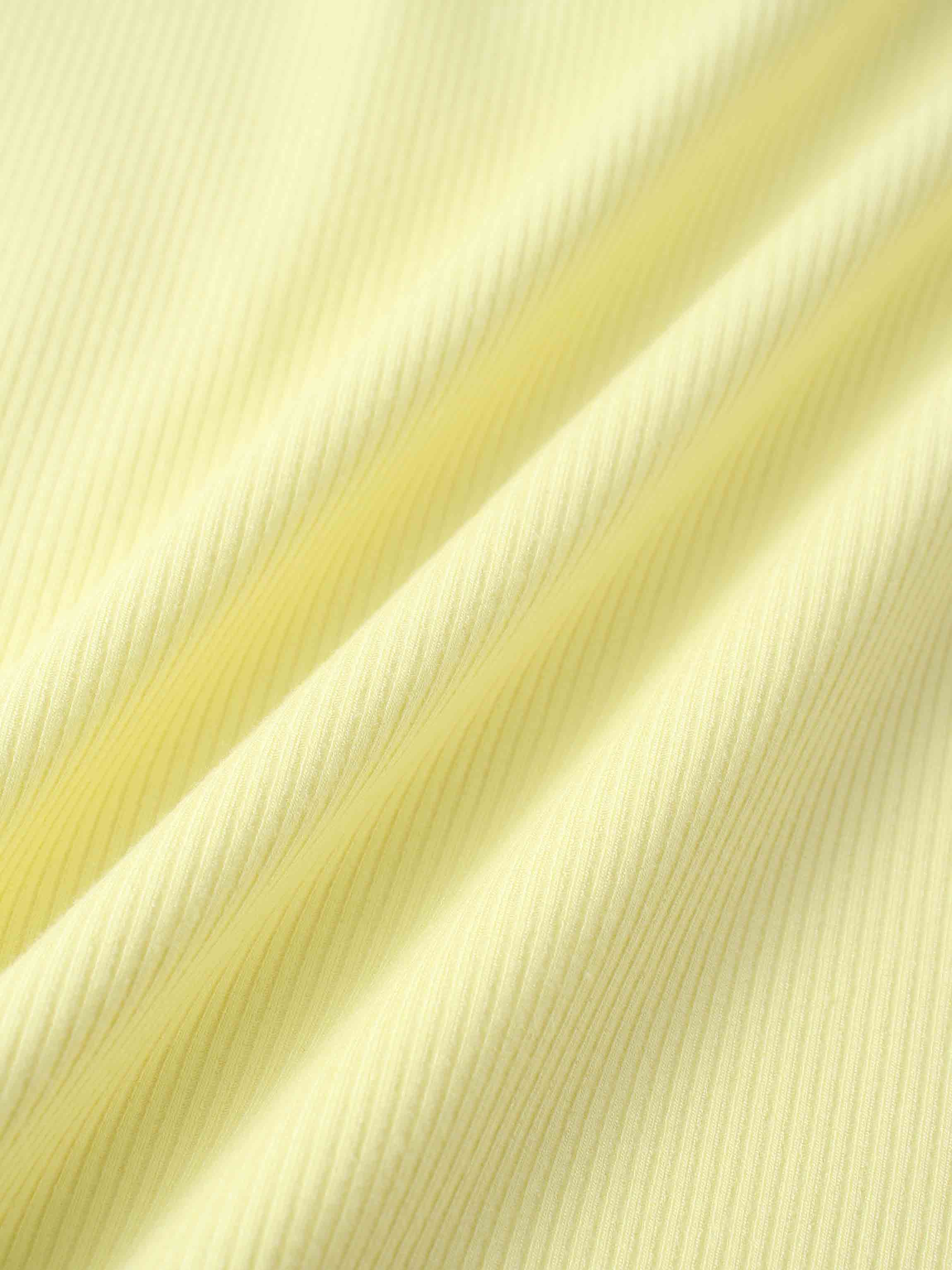Puff Sleeve Ribbed T-Shirt-Pale Yellow