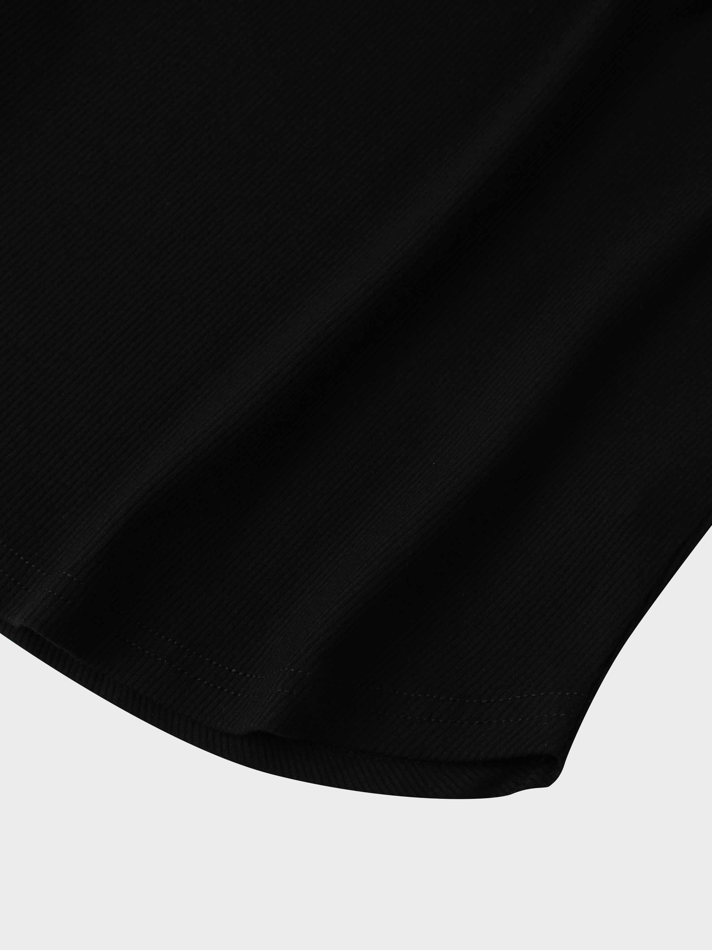 Puff Sleeve Ribbed T-Shirt-Black