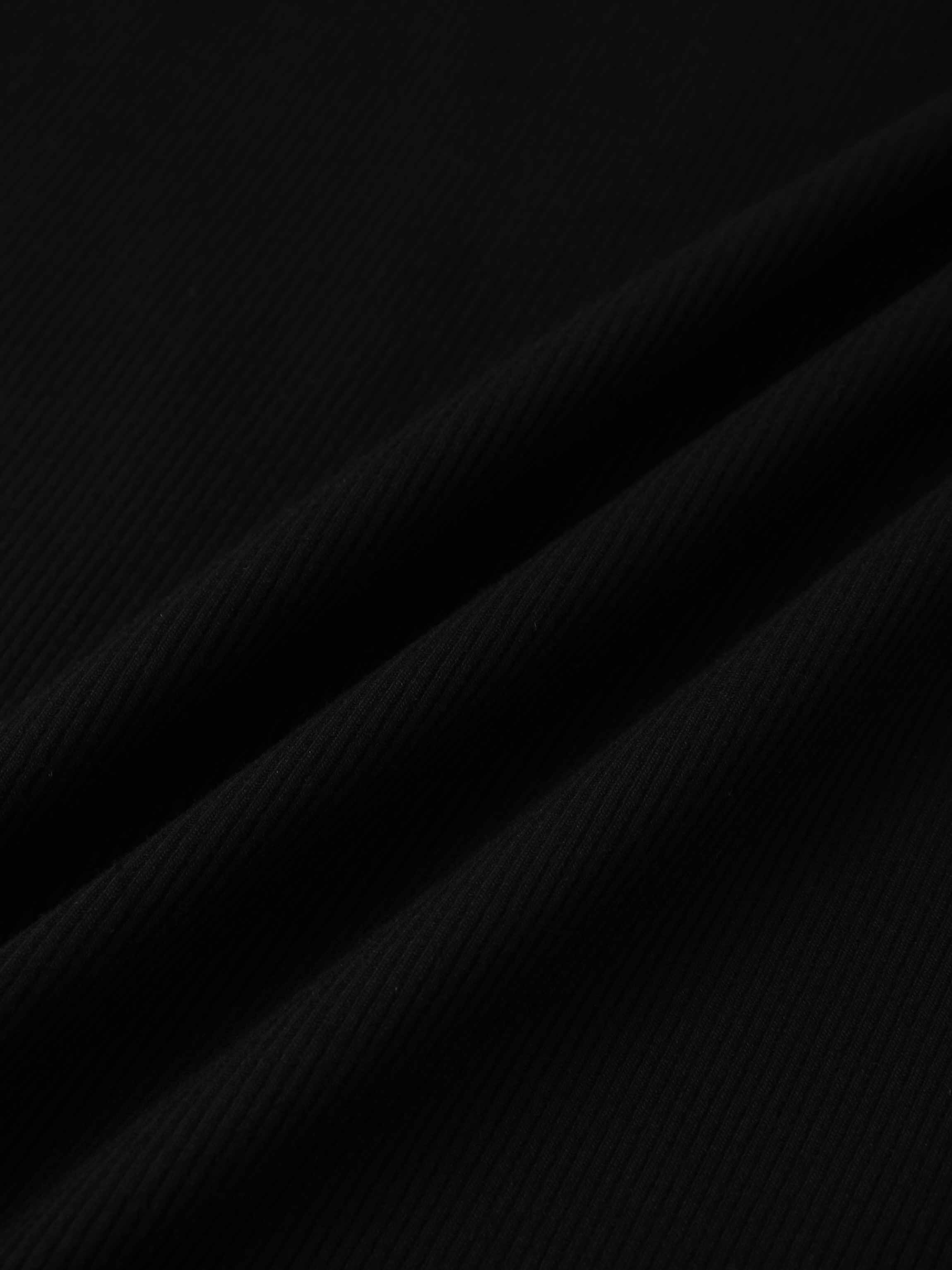 Puff Sleeve Ribbed T-Shirt-Black