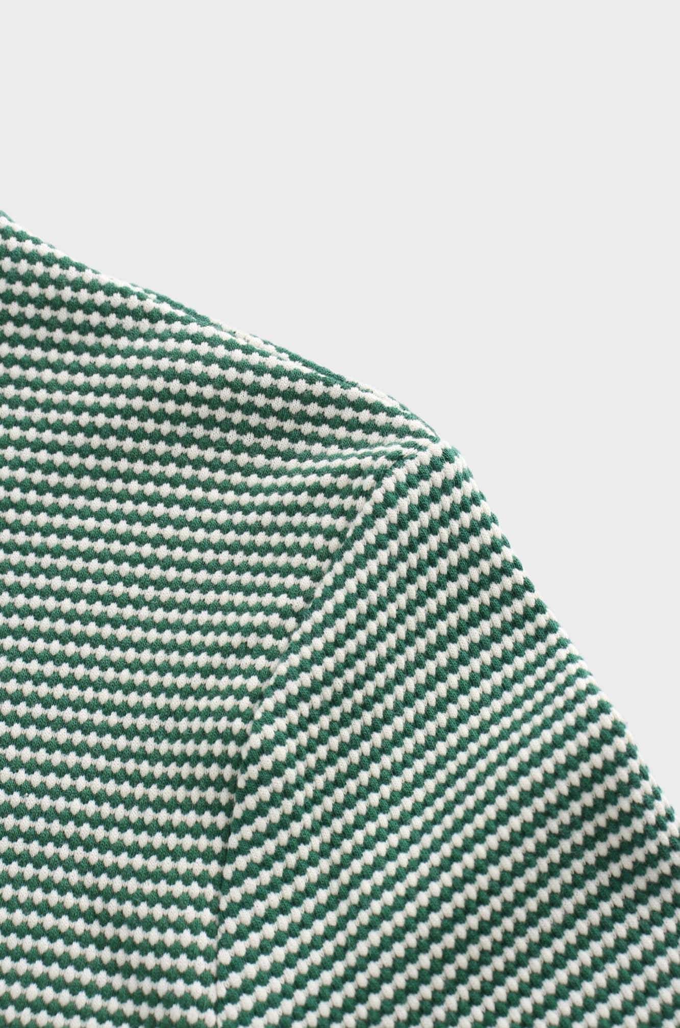 Waffle Striped Crew Tee-Green/White