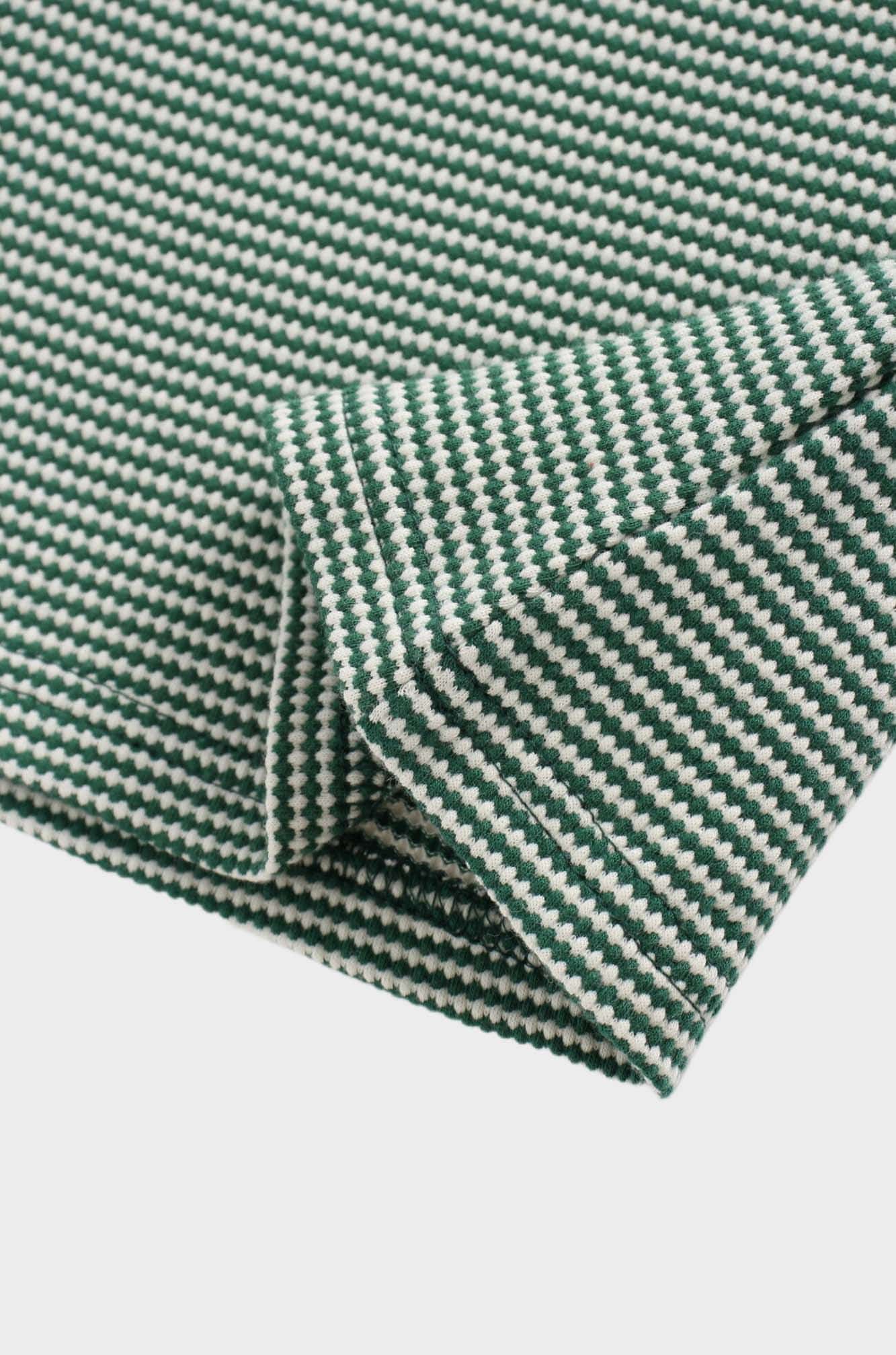 Waffle Striped Crew Tee-Green/White