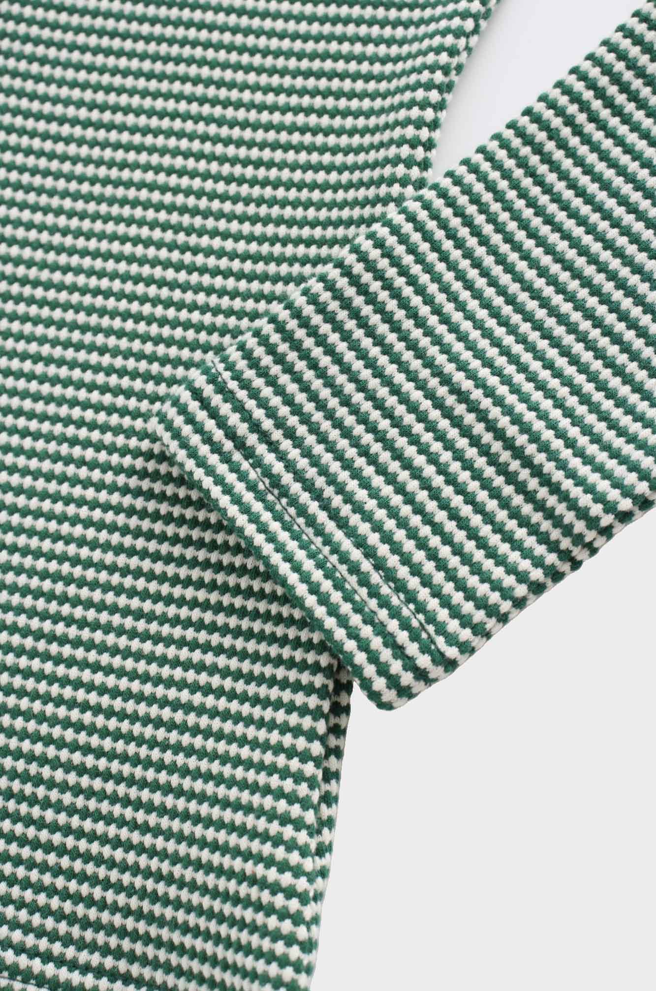 Waffle Striped Crew Tee-Green/White