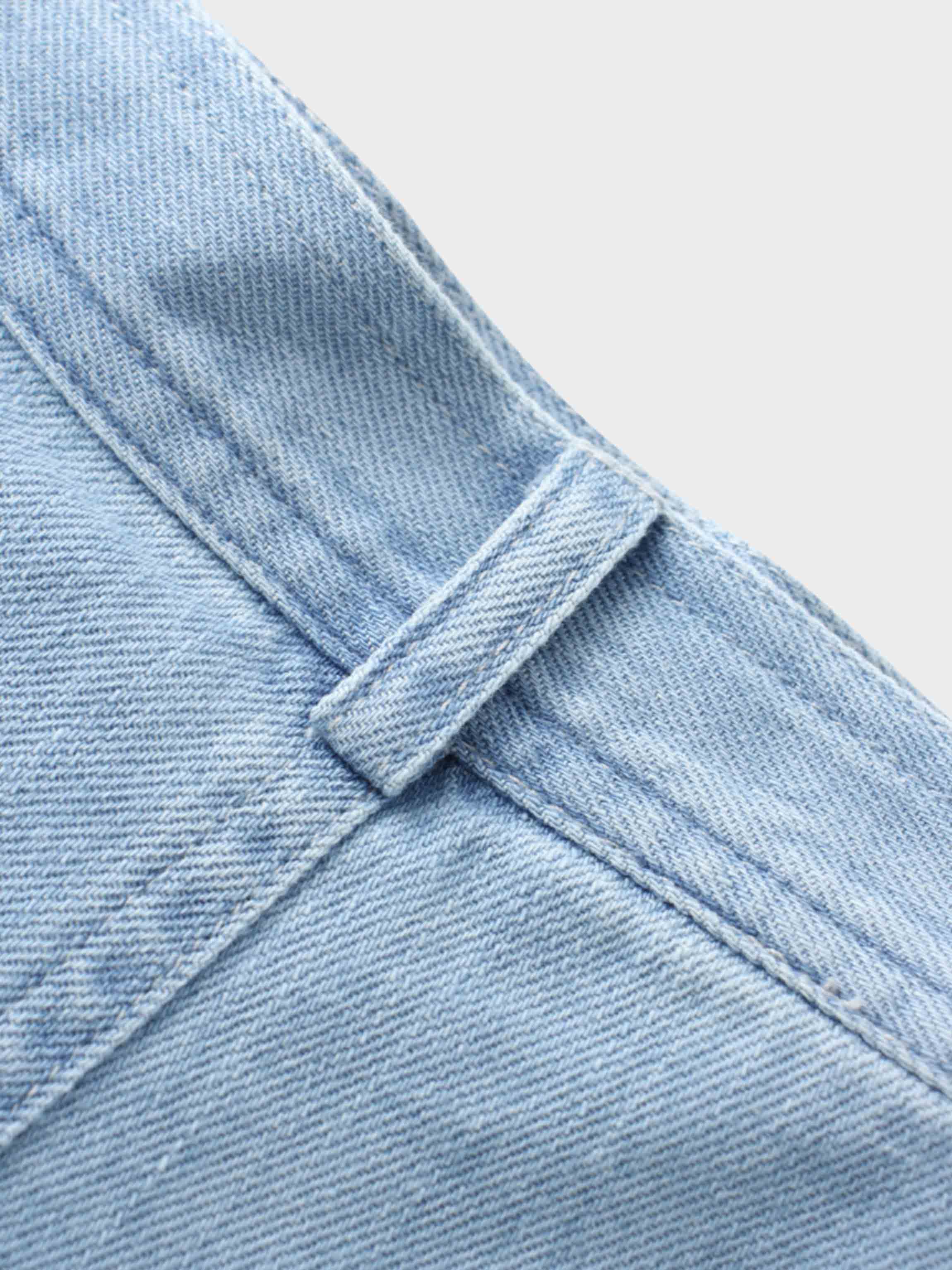 Denim Yoke Circle Skirt-Light Blue