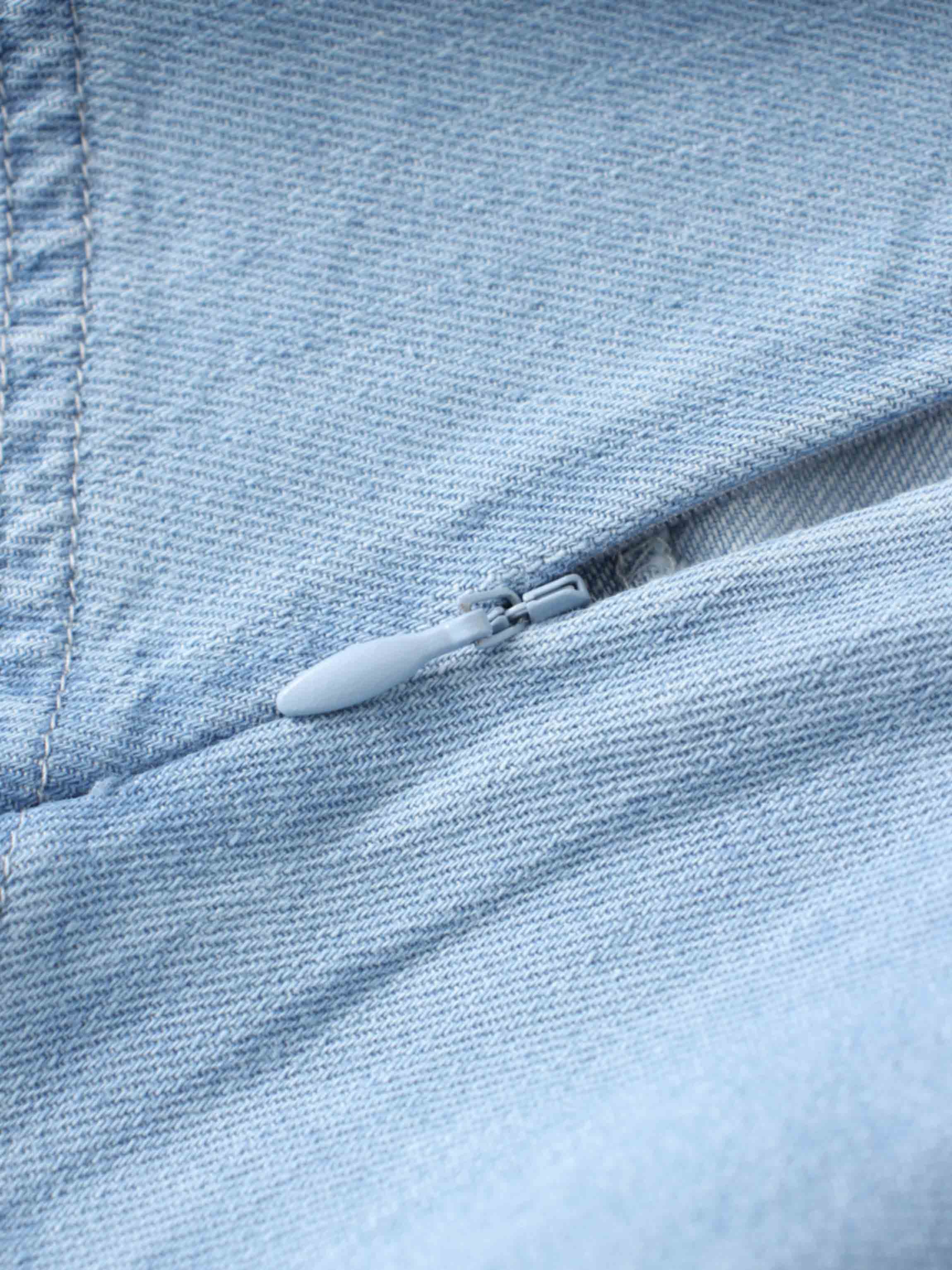 Denim Yoke Circle Skirt-Light Blue