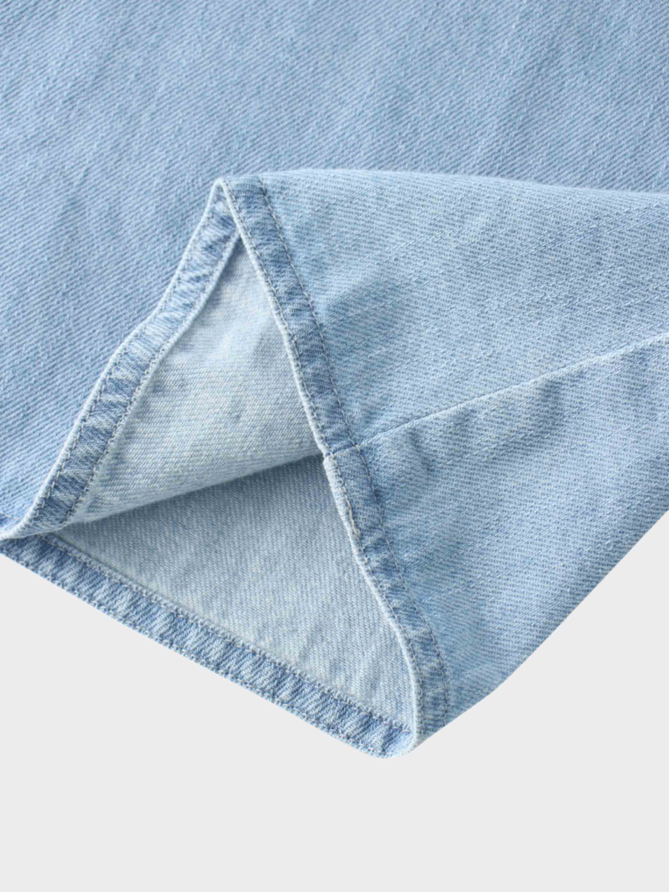 Denim Yoke Circle Skirt-Light Blue