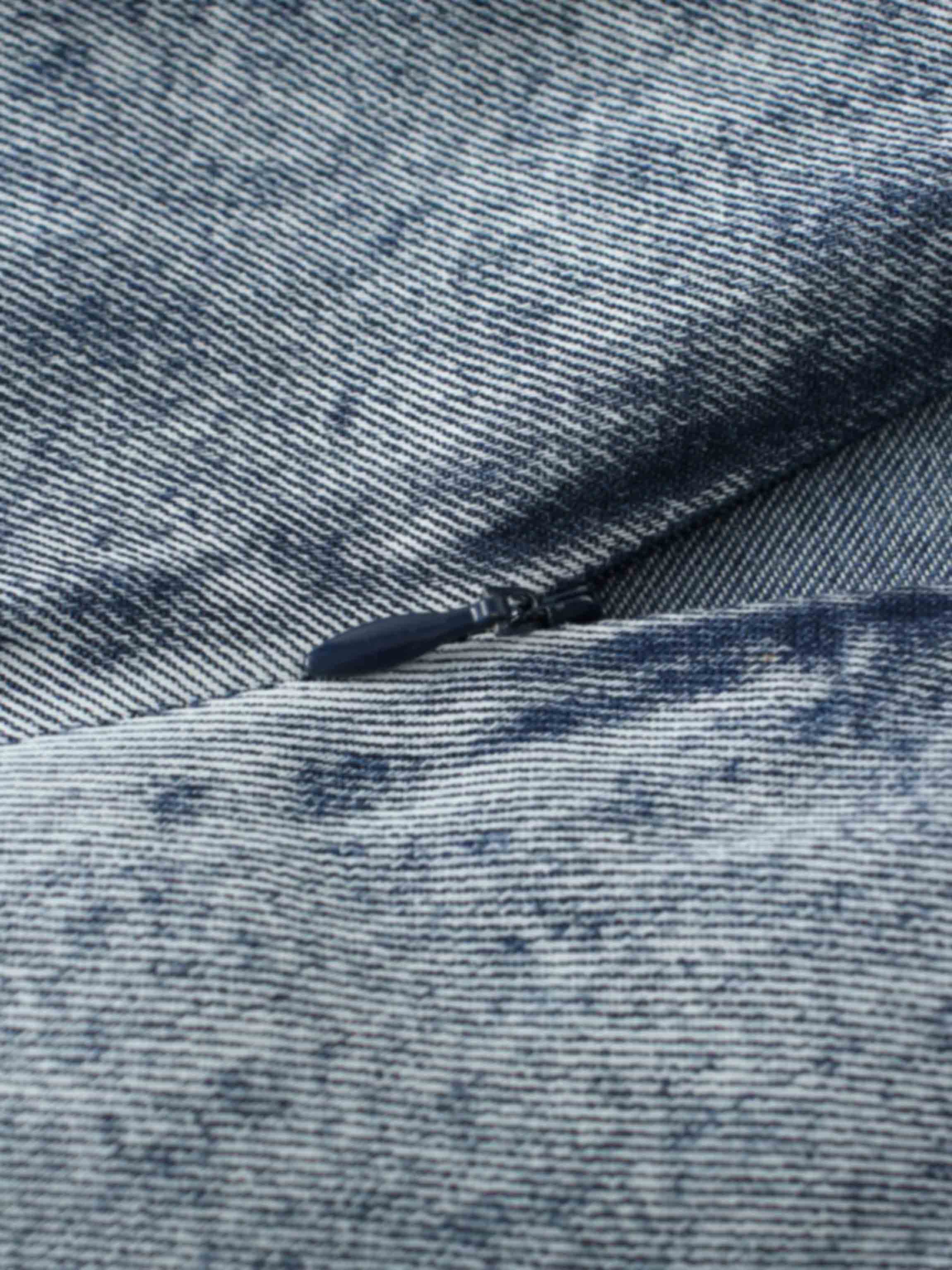 Curved Yoke Washed Denim Skirt 37"-Washed Blue