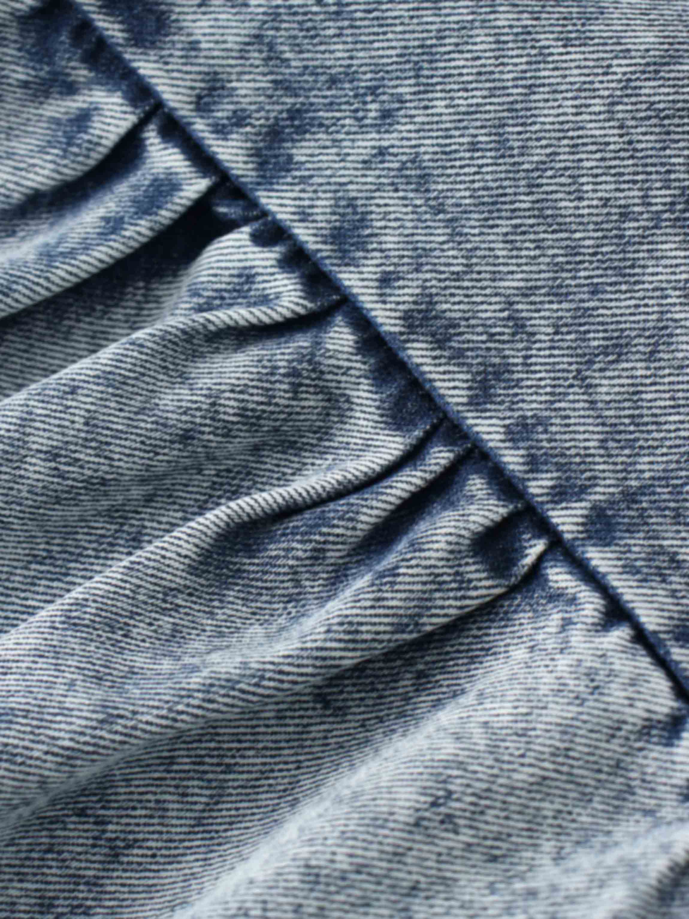 Curved Yoke Washed Denim Skirt 37"-Washed Blue