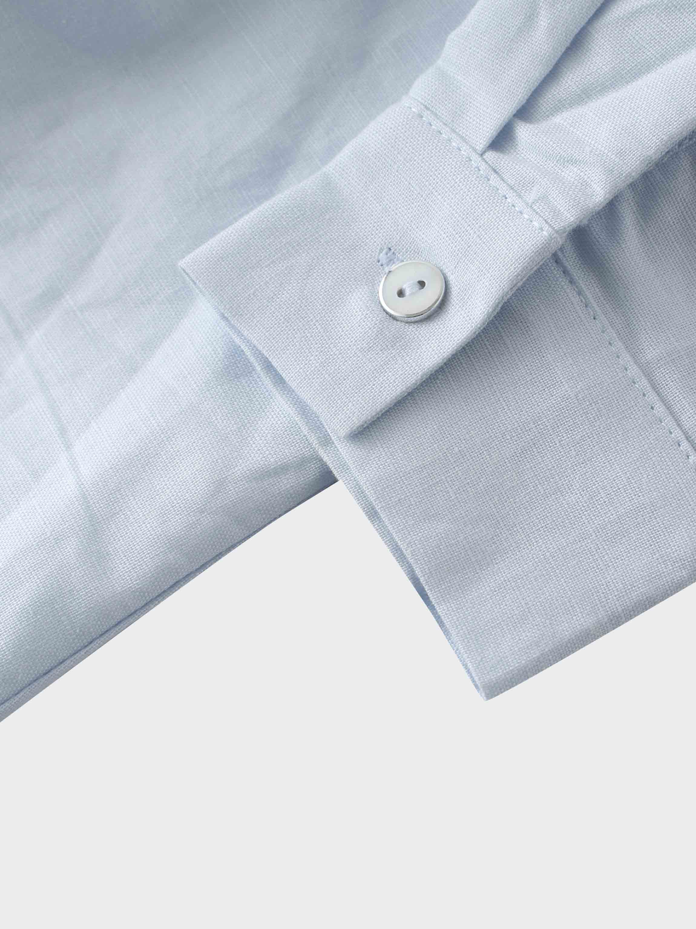 Lace Cutout Cotton Crossover Top-Light Blue