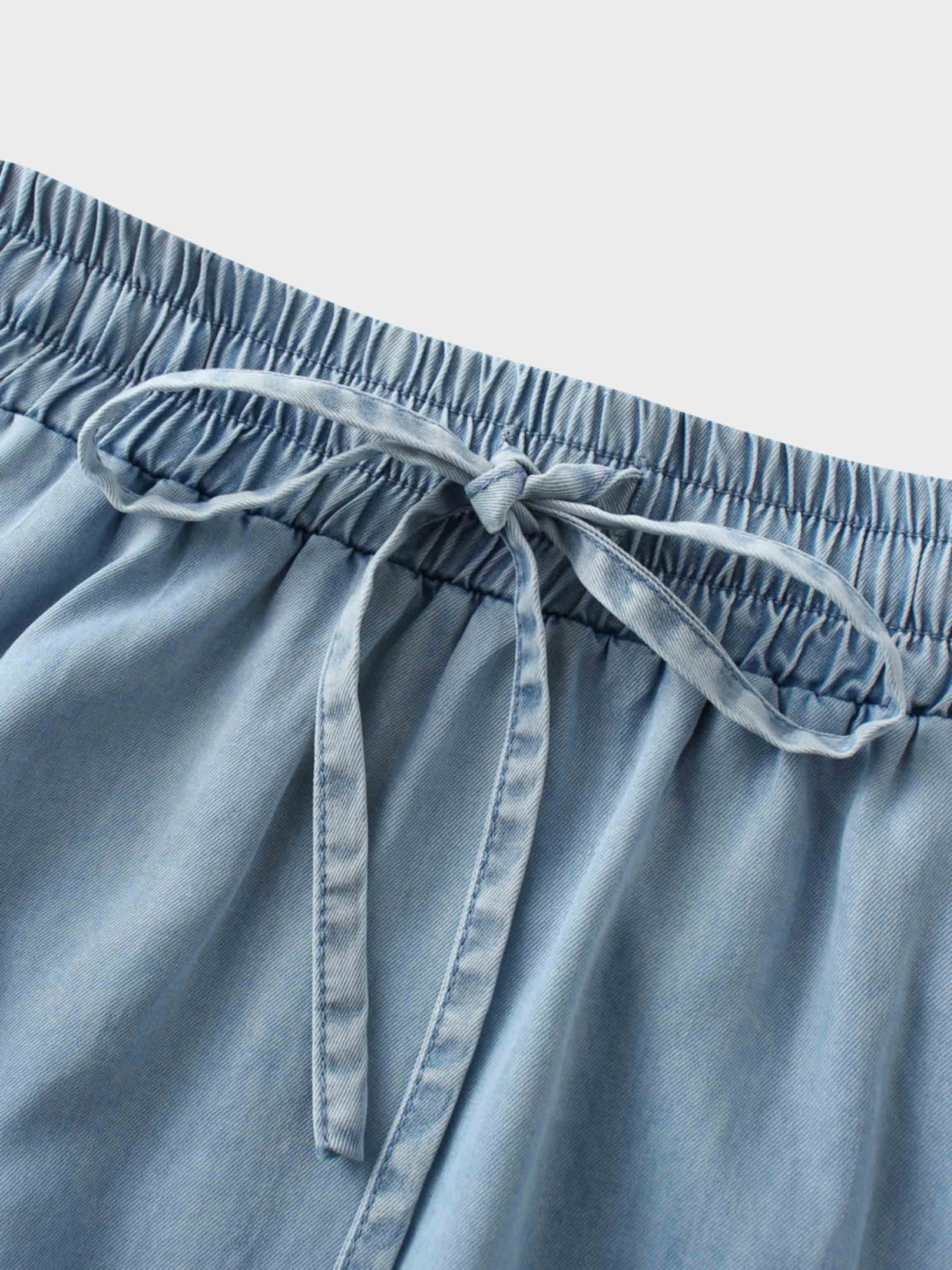 Drawstring Circle Skirt-Light Blue Denim
