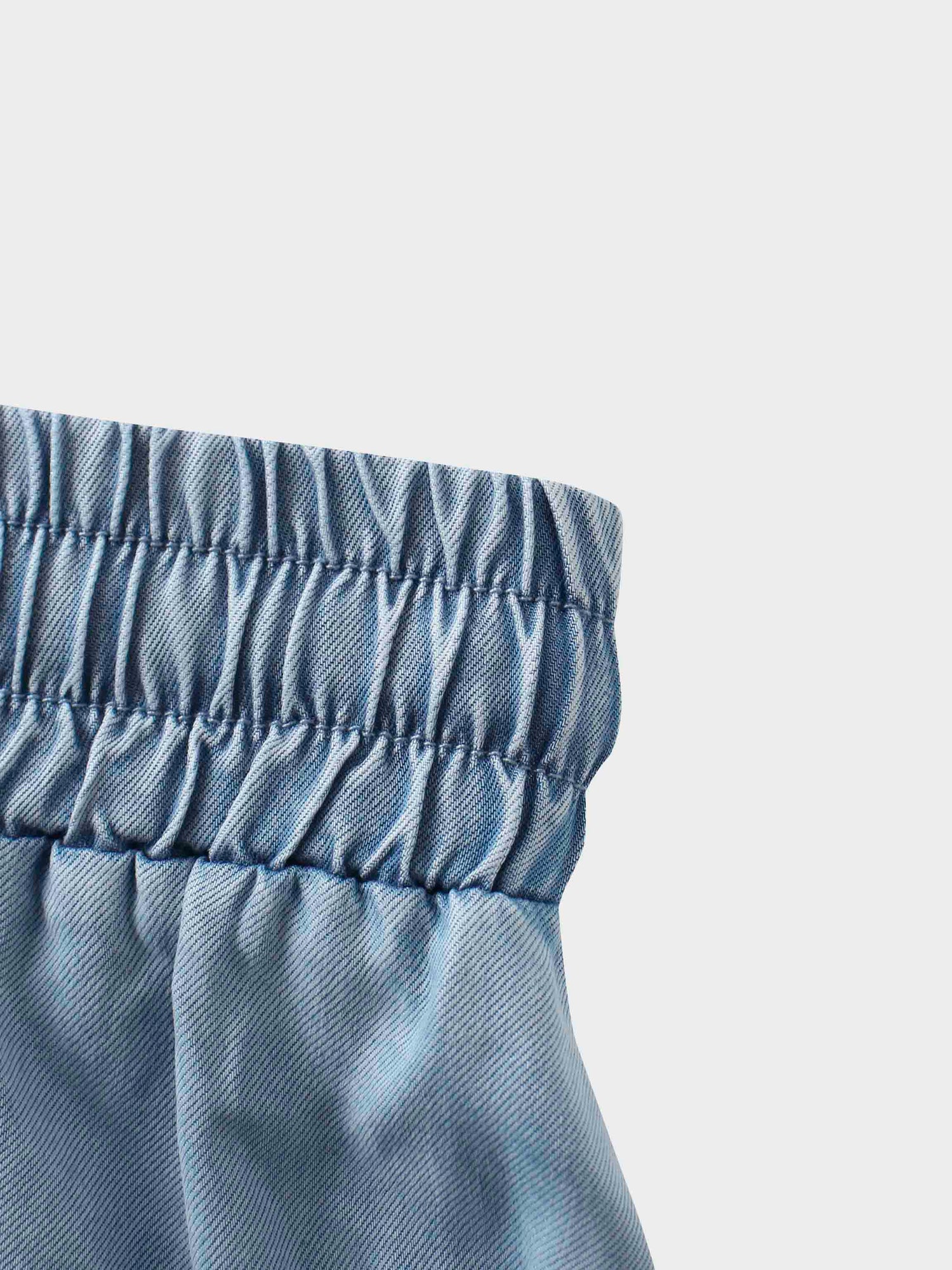 Drawstring Circle Skirt-Light Blue Denim