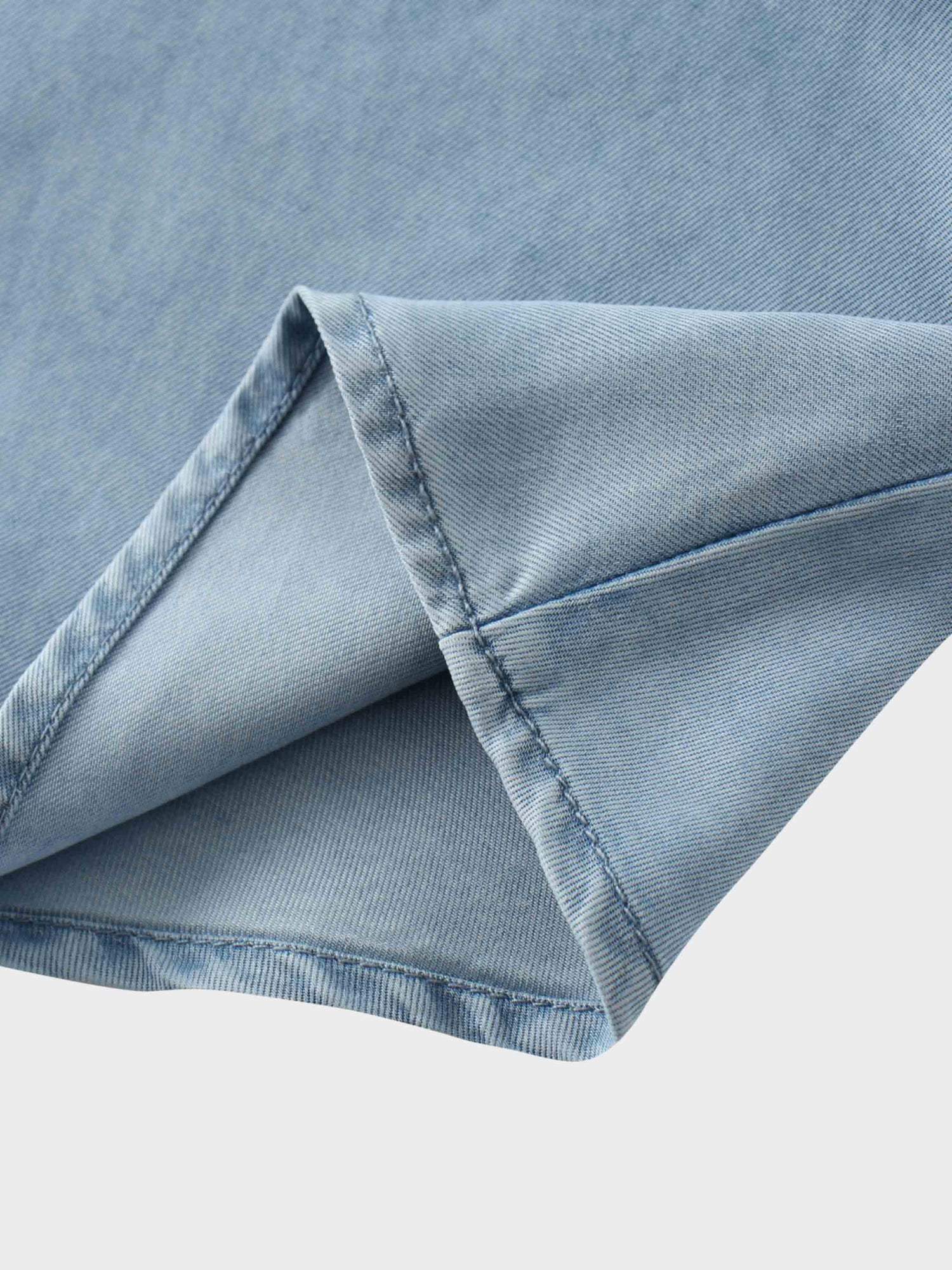 Drawstring Circle Skirt-Light Blue Denim