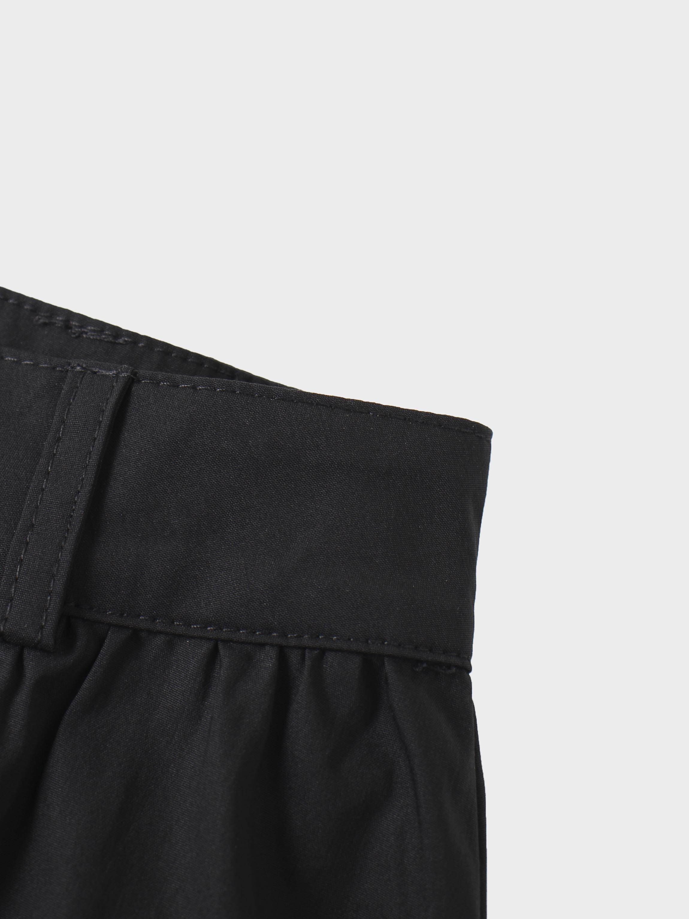 Button Down Cotton Blend Skirt-Black