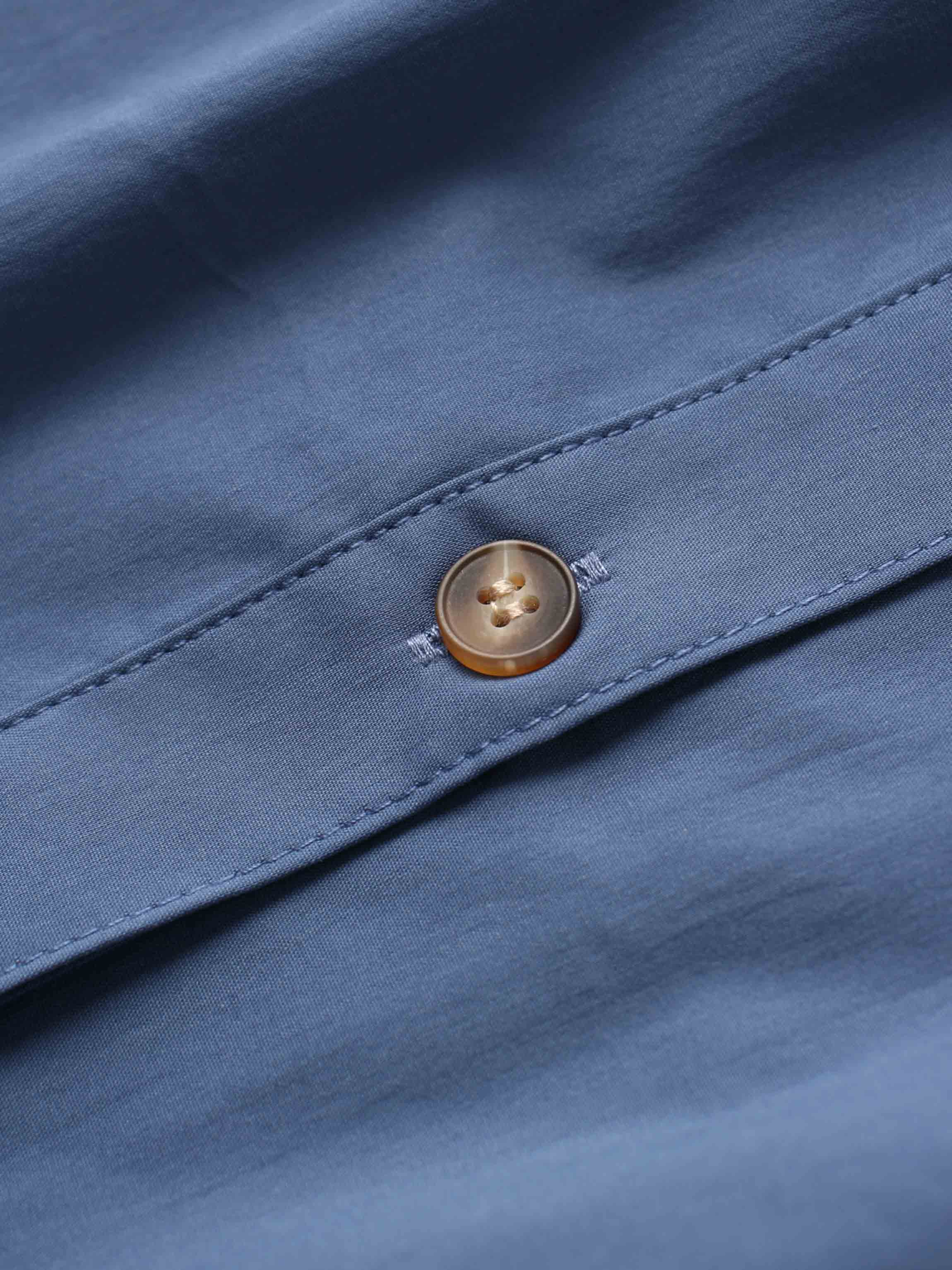 Button Down Cotton Blend Skirt-Denim Blue