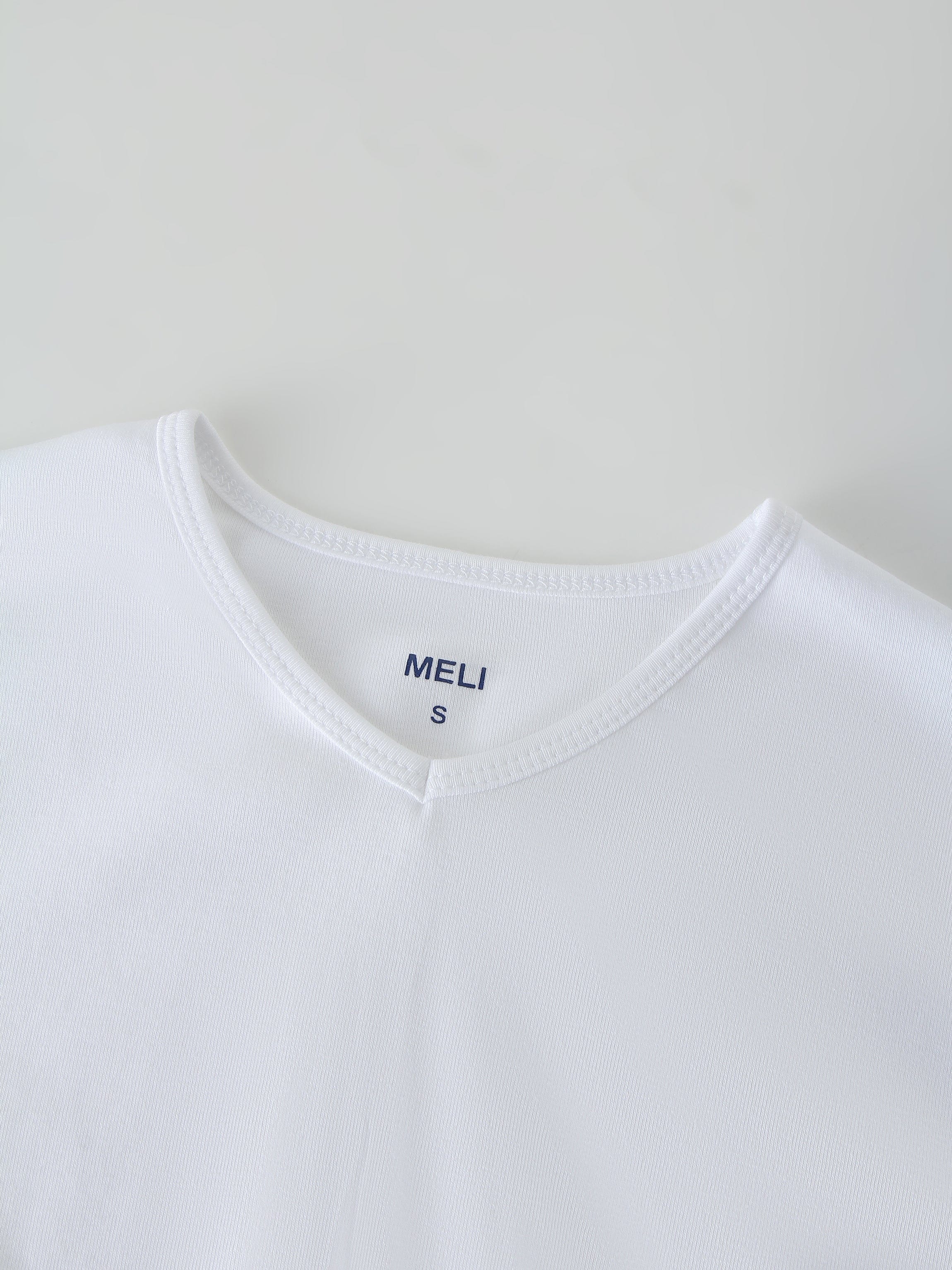 Basic High V Tee Long Sleeve-White