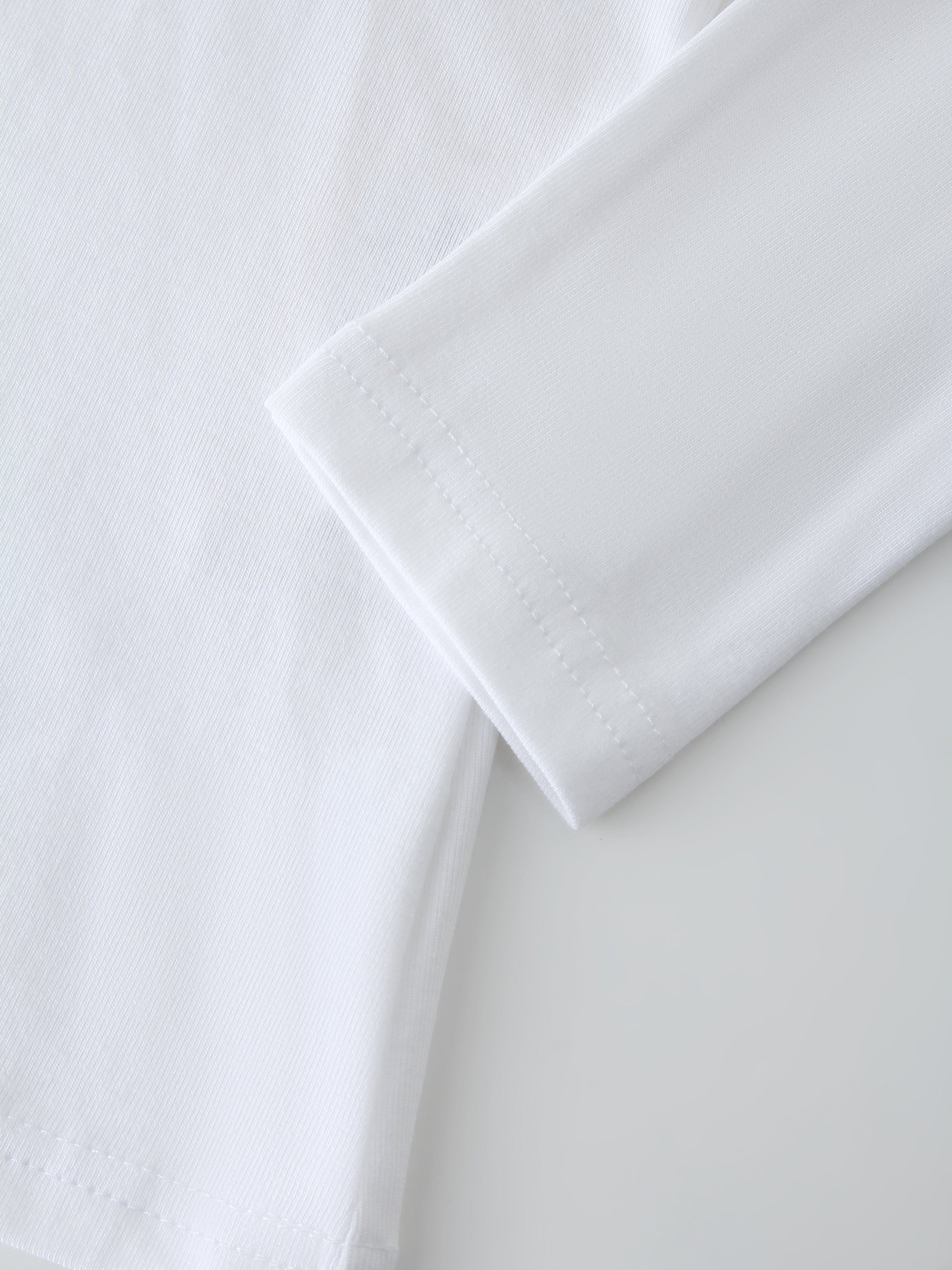 Basic High V Tee Long Sleeve-White