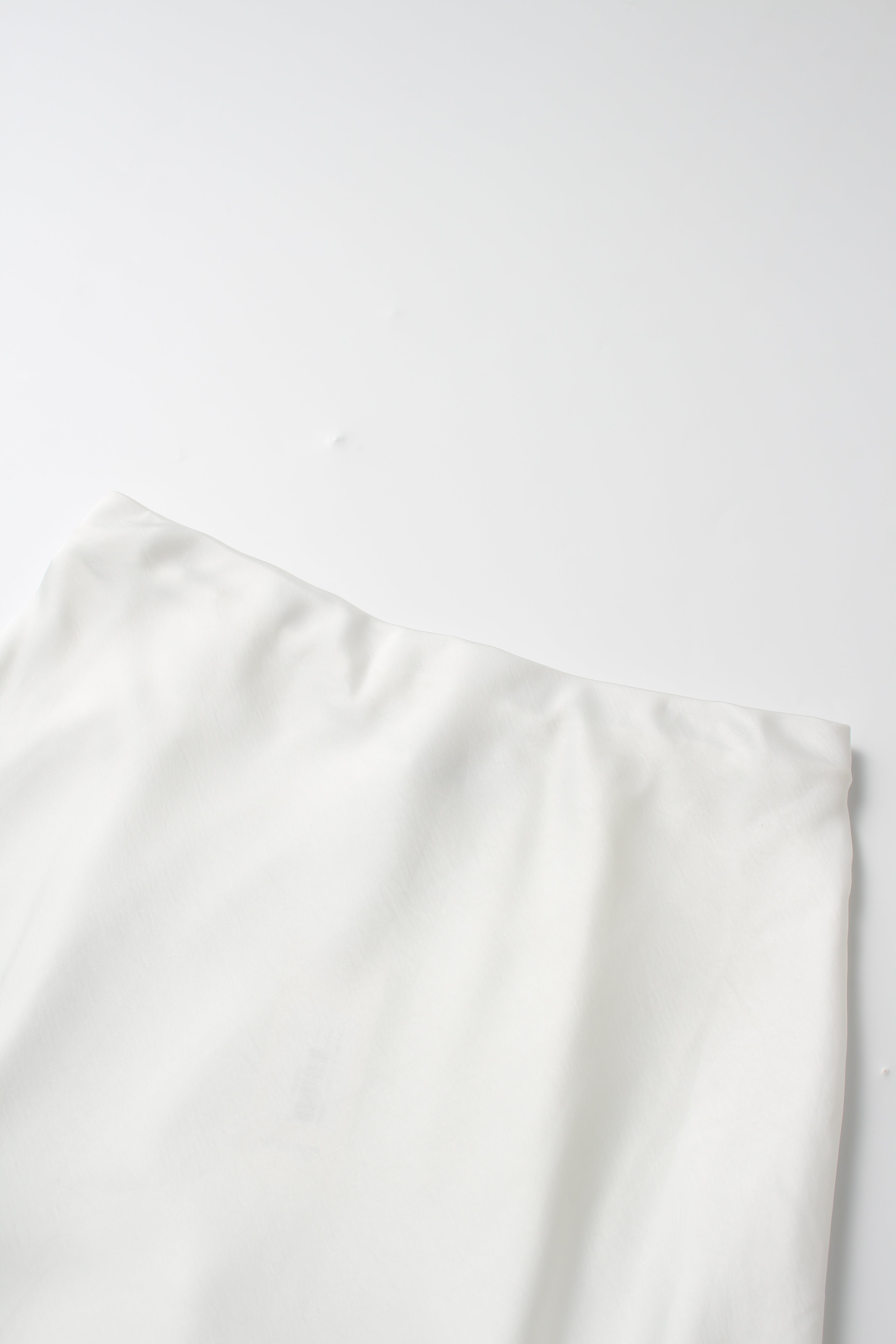 Faux Satin A-Line Skirt-White