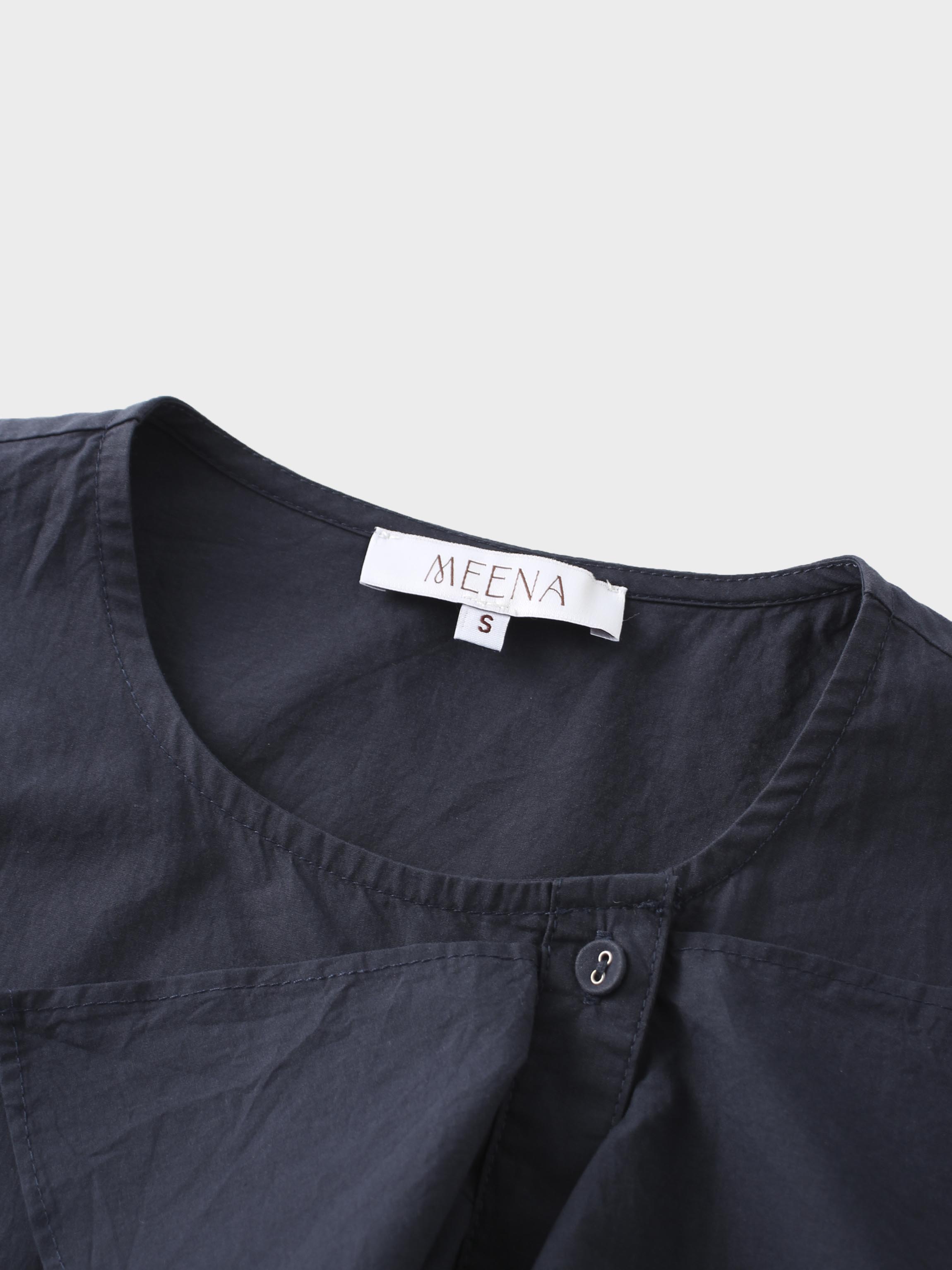 Asymmetrical Ruffle Blouse-Navy