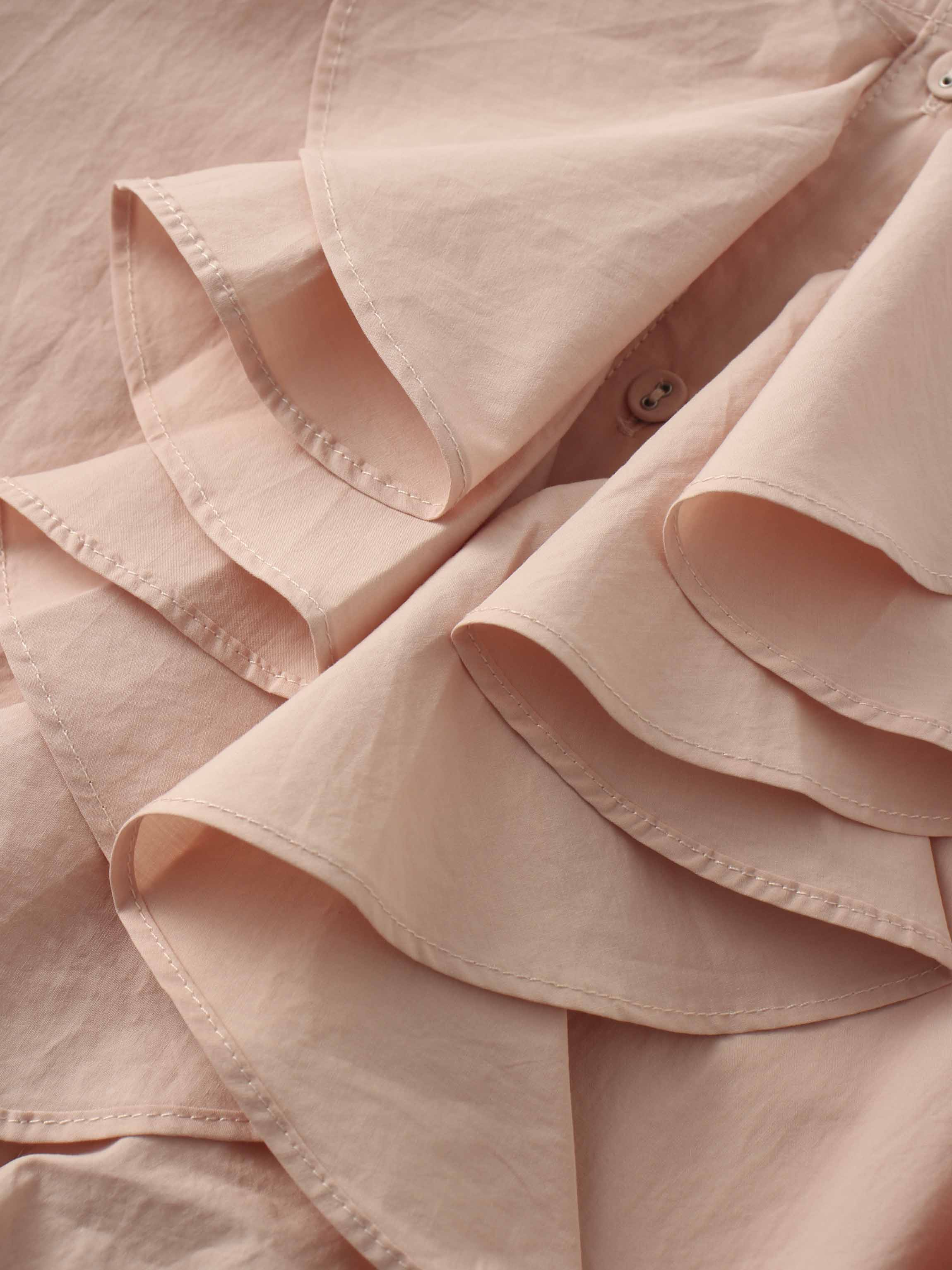 Asymmetrical Ruffle Blouse-Rose Pink