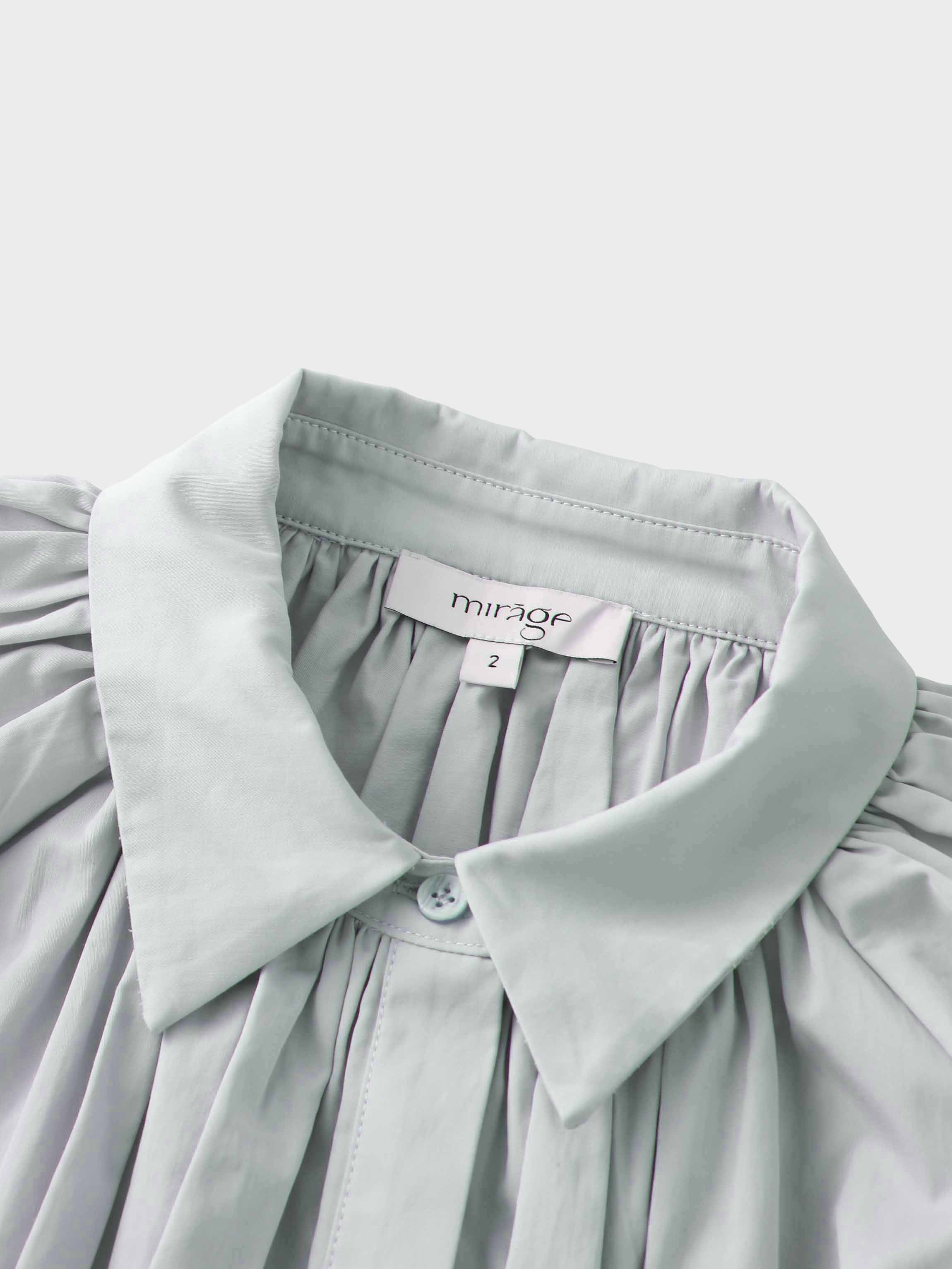 Pleat Front Button Down Dress-Light Blue