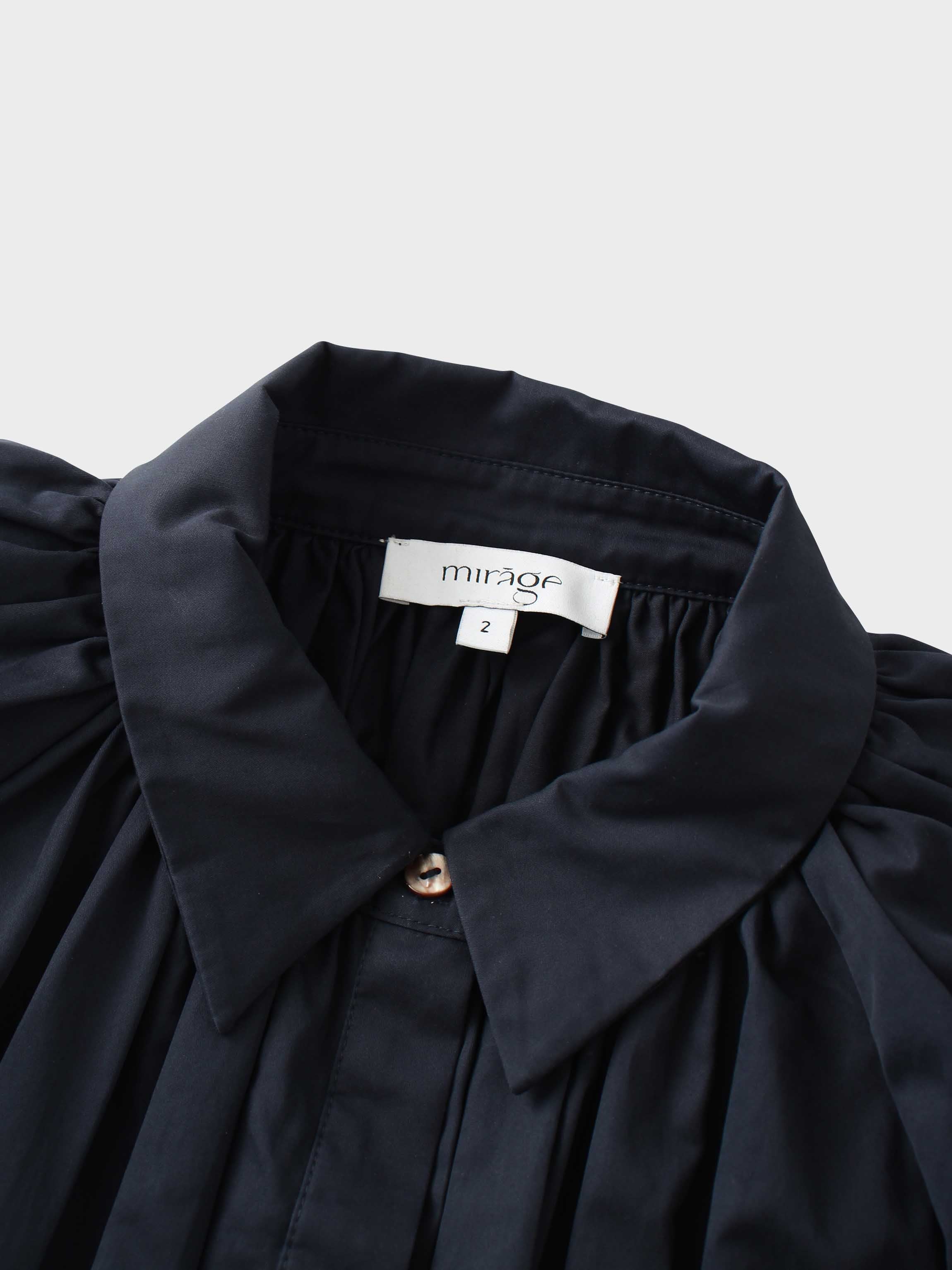 Pleat Front Button Down Dress-Navy