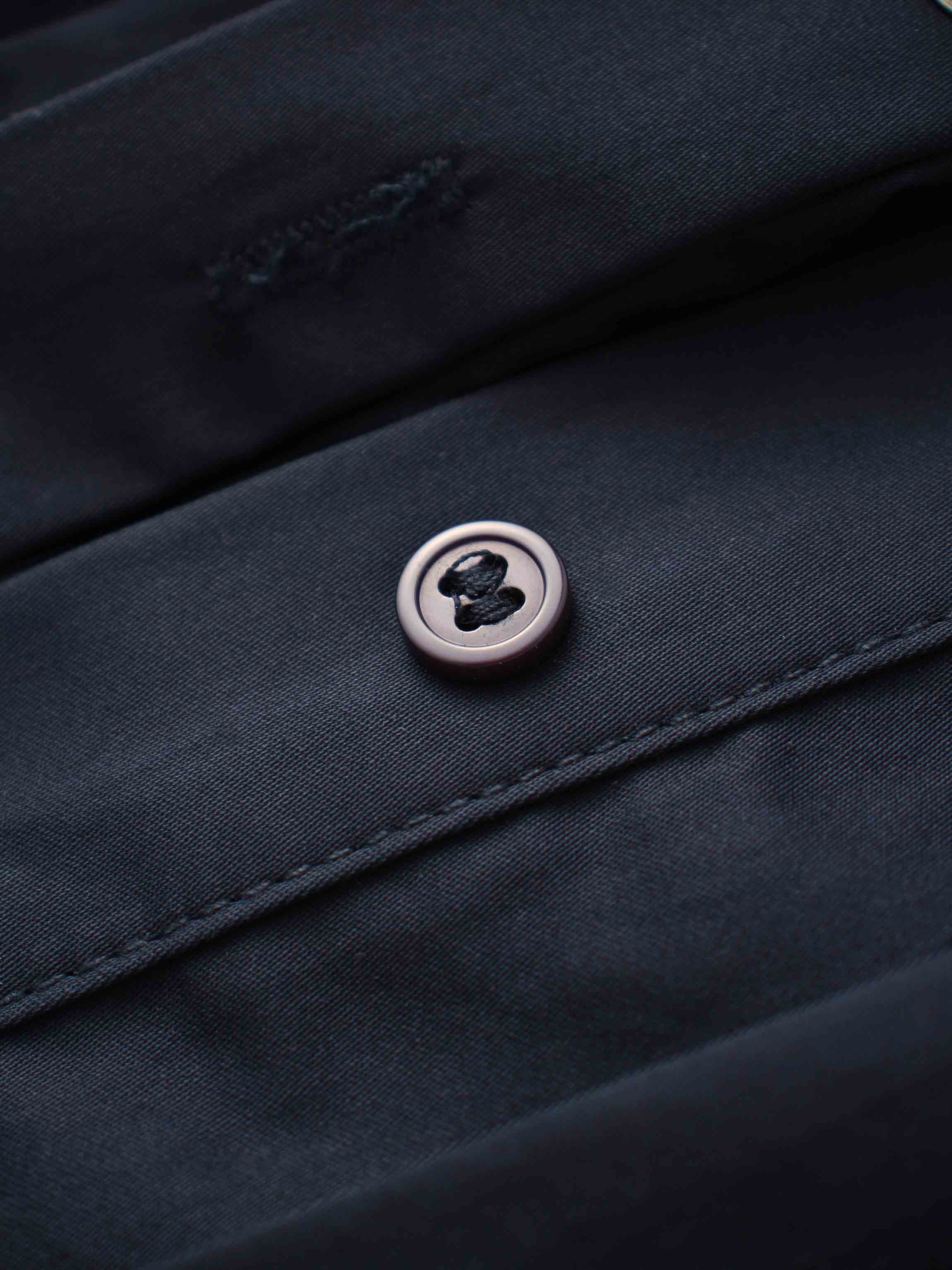 Pleat Front Button Down Dress-Navy