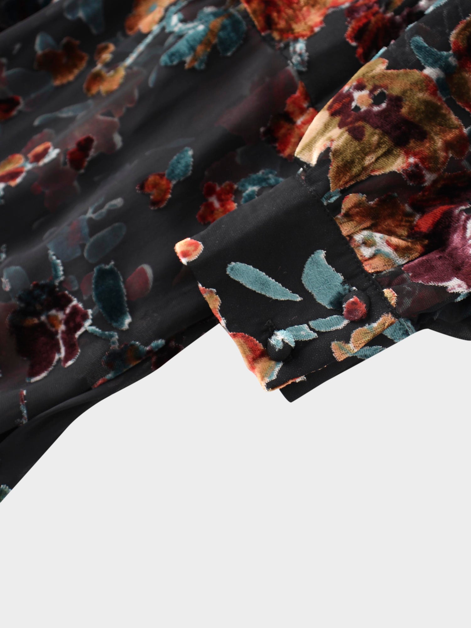 Waisted Yoke Dress-Colored Velvet Floral