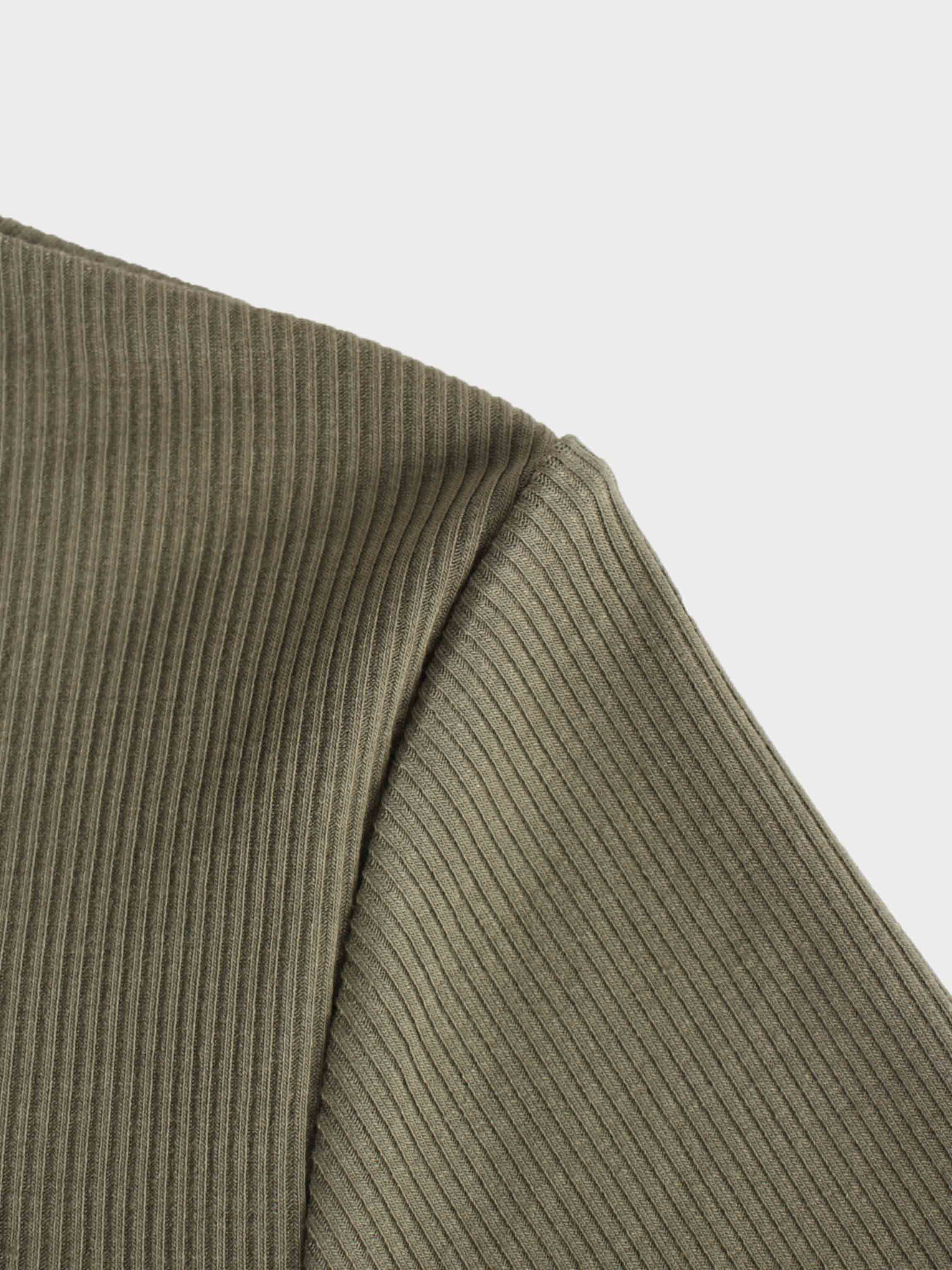 RIBBED HIGH V TEE LS-CAMOUFLAGE GREEN