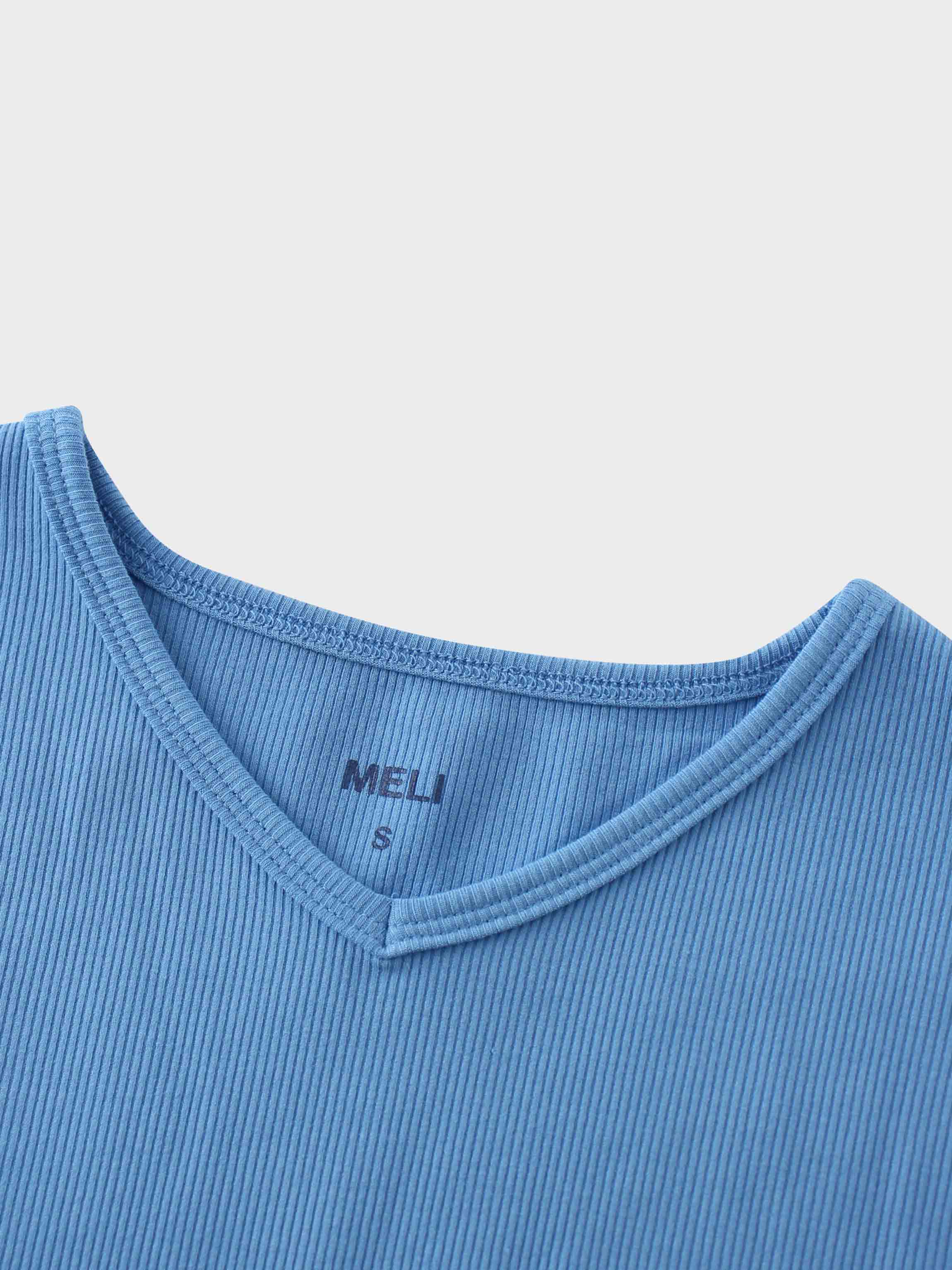 RIBBED HIGH V 3Q-PERIWINKLE BLUE