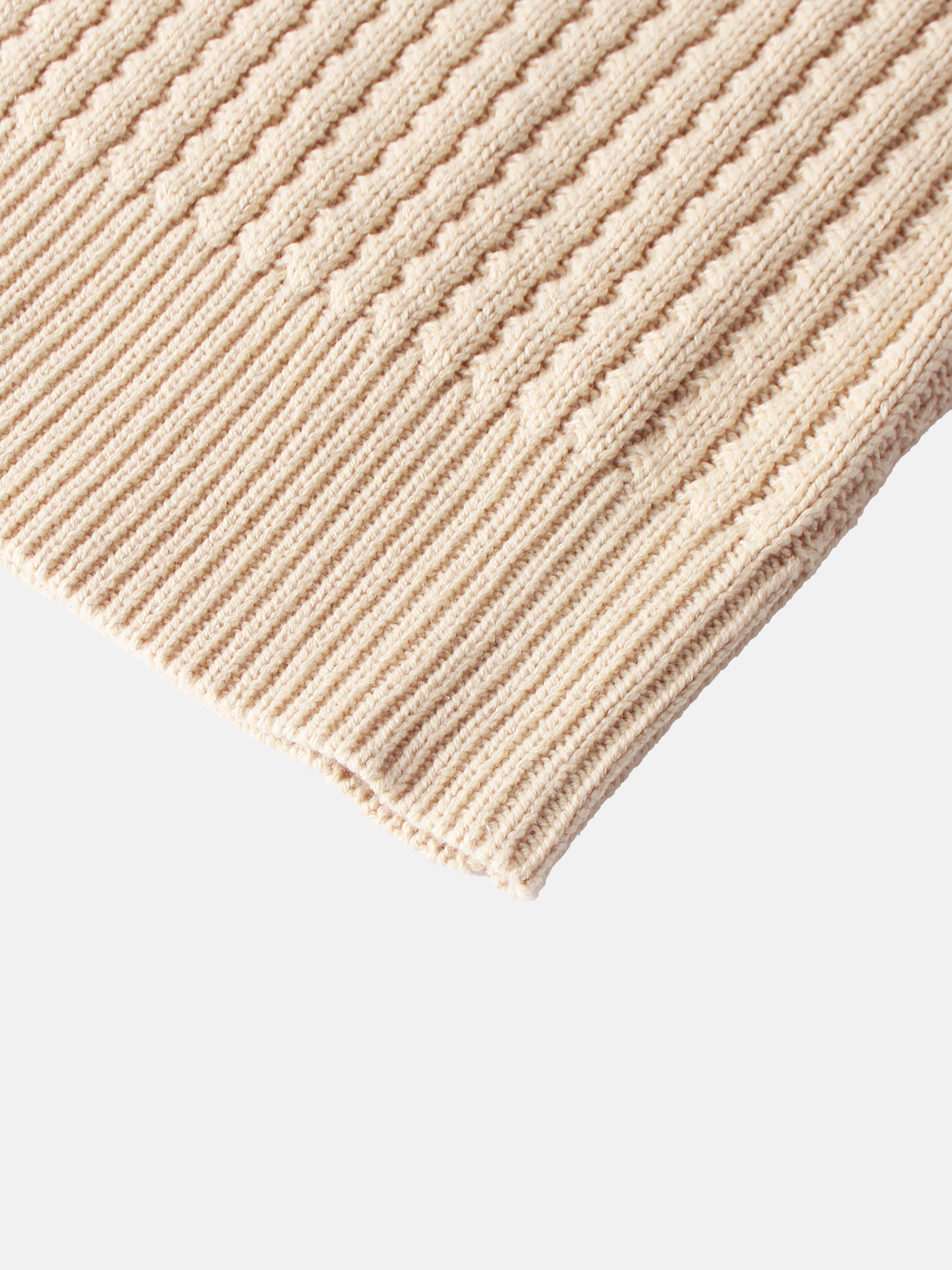 High V Waffle Sweater - Cream/Red