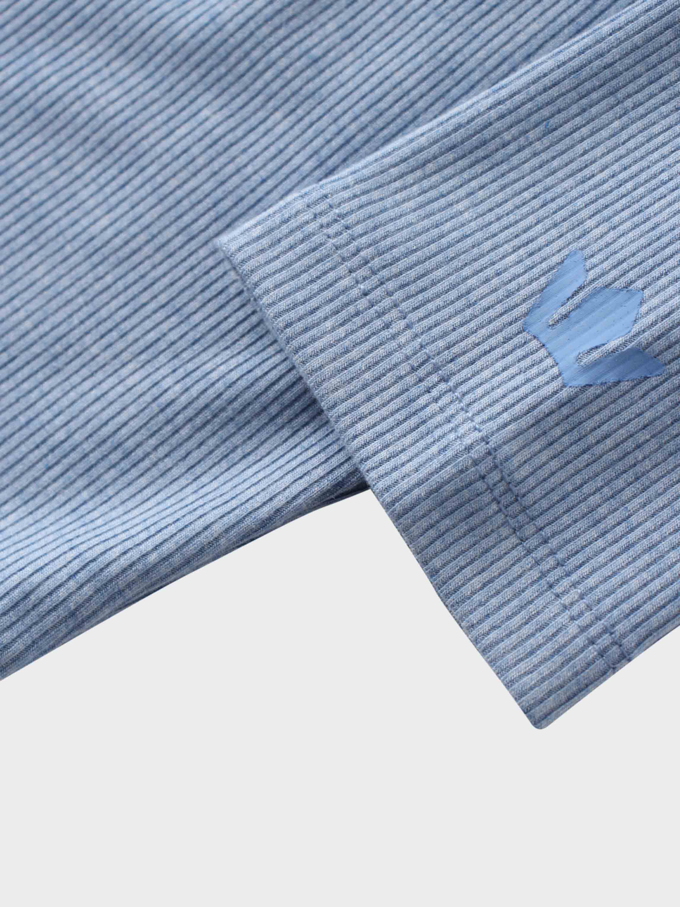 Ribbed Crop Bow Cardigan-Heathered Blue