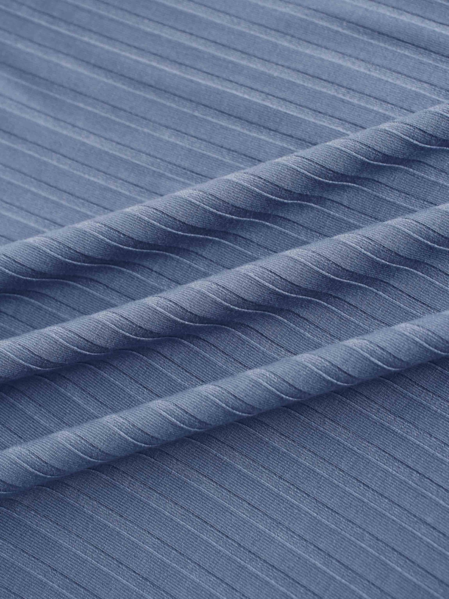 Ribbed High V Bomber-Denim Blue