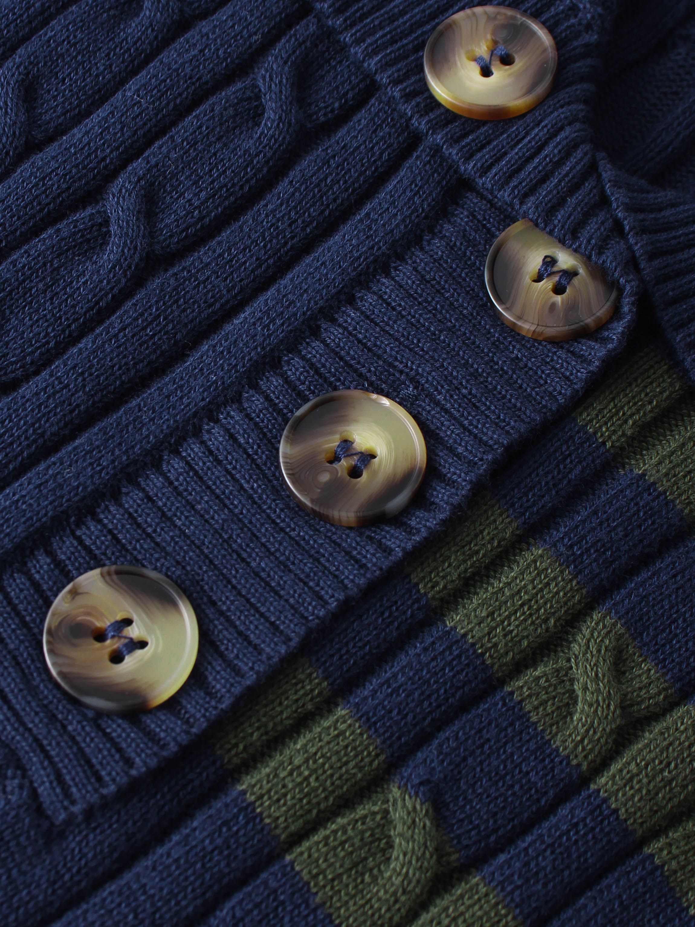 Mix Stripe Cable Sweater - Blue and Green