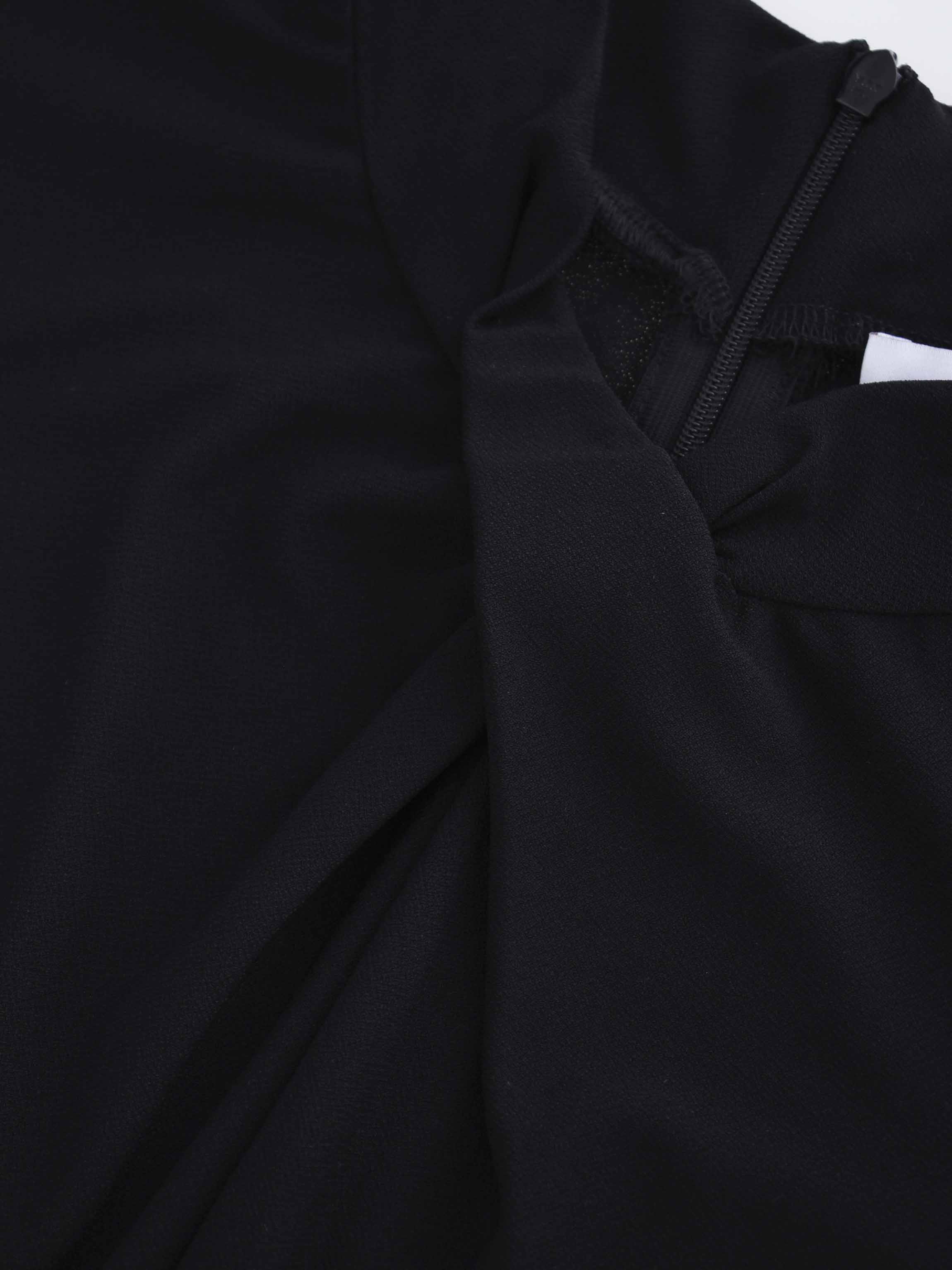 Front Knot Pleat Dress 50"-Black