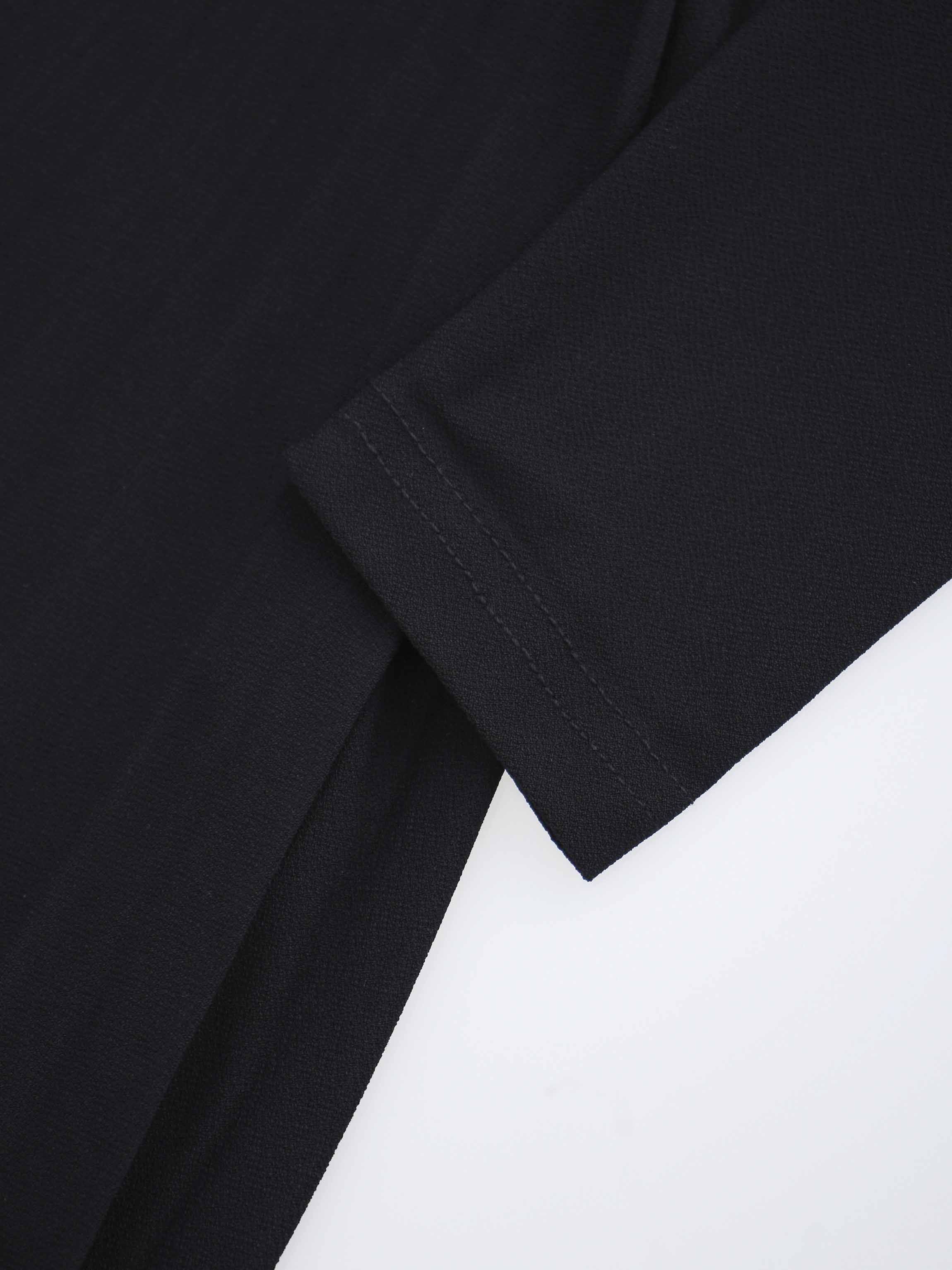 Front Knot Pleat Dress 50"-Black