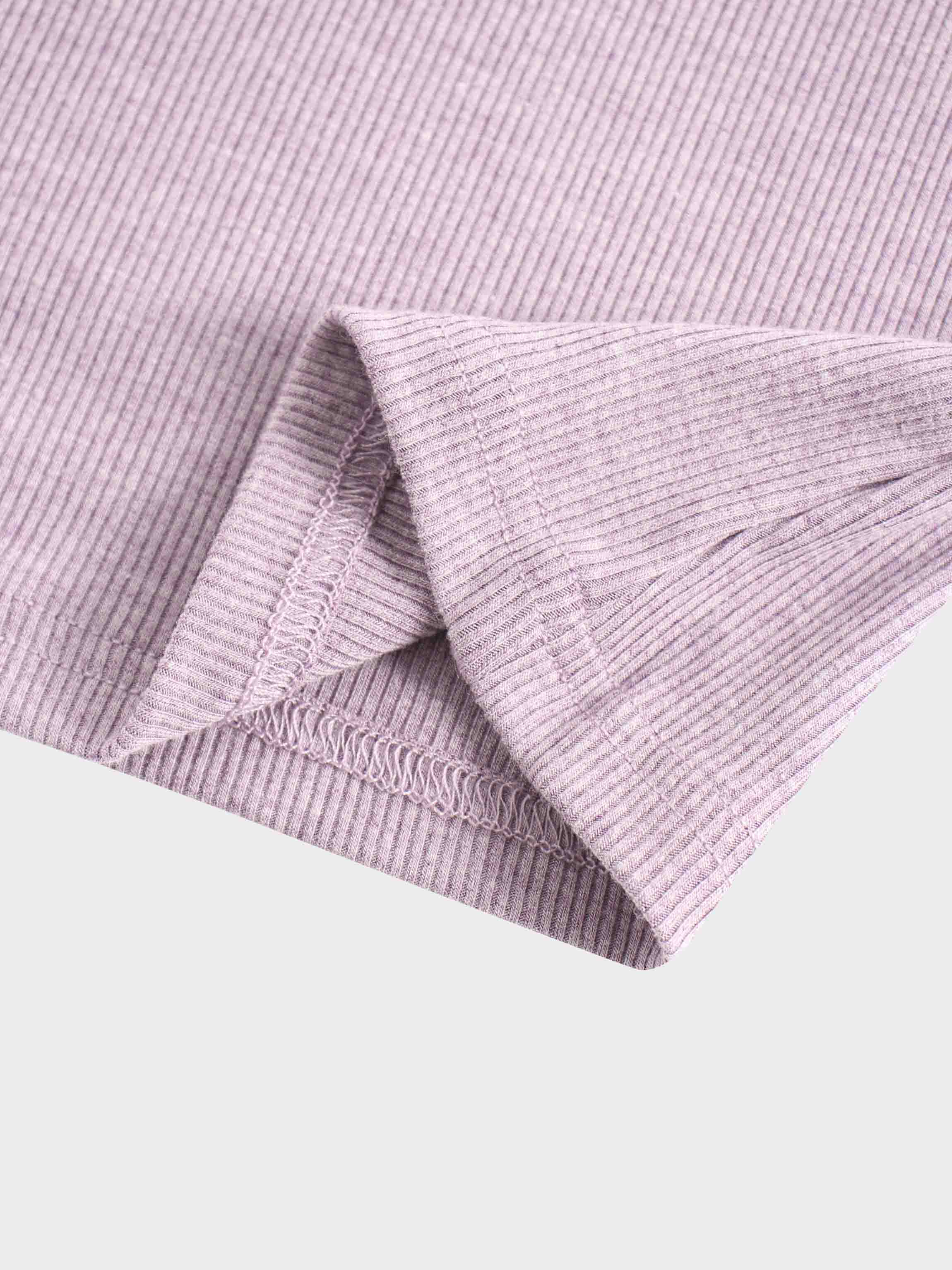RIBBED HIGH V TEE LS-LAVENDER HEATHER